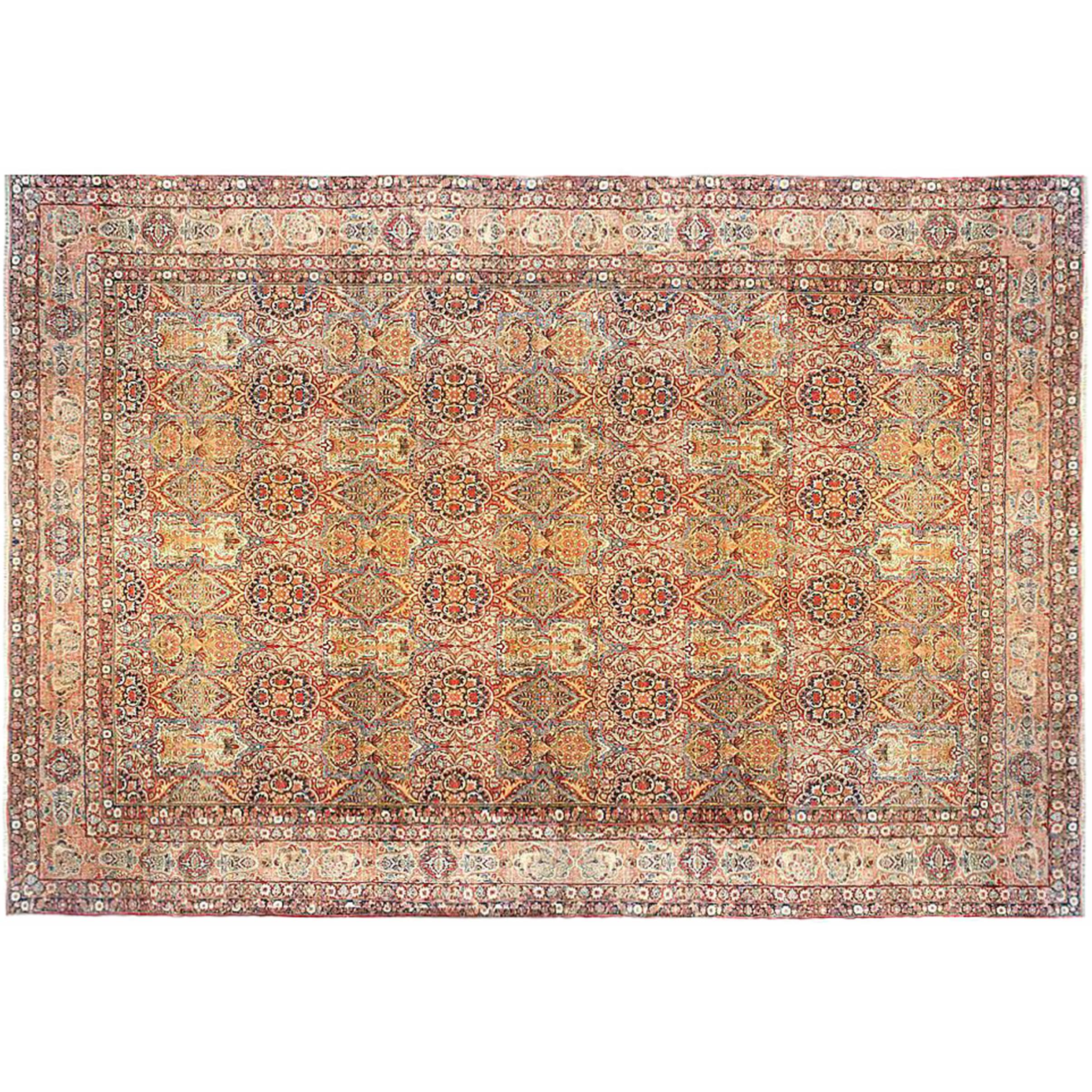 Antique Persian Lavar Oriental Rug, in Mansion Size, with Subdued Colors, c.1890