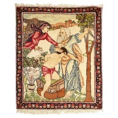 Antique Persian Lavar Pair Pictorial Rug - Size: 3'0x2'6