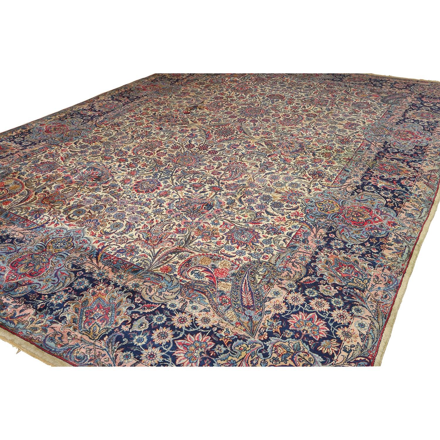 Perse Tapis persan ancien Lavar - Taille : 13'10 X 9'11 en vente