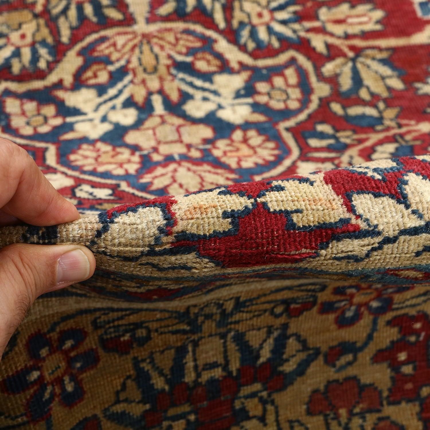 Noué à la main Tapis persan ancien Lavar - Taille : 7'5 X 9'4 en vente