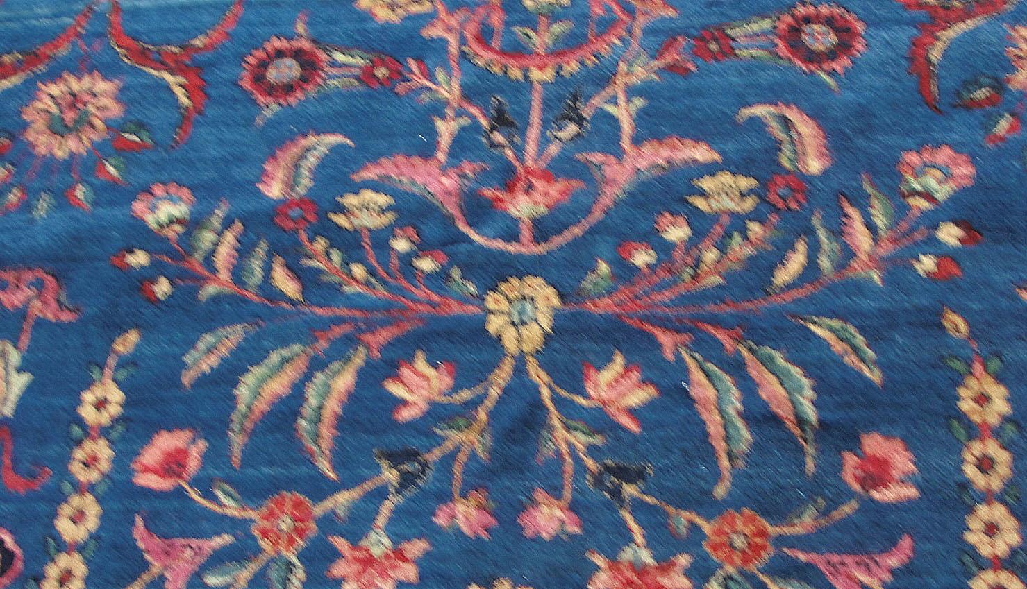 Kirman Antique Persian Laver Kerman Carpet, Amazing Color For Sale