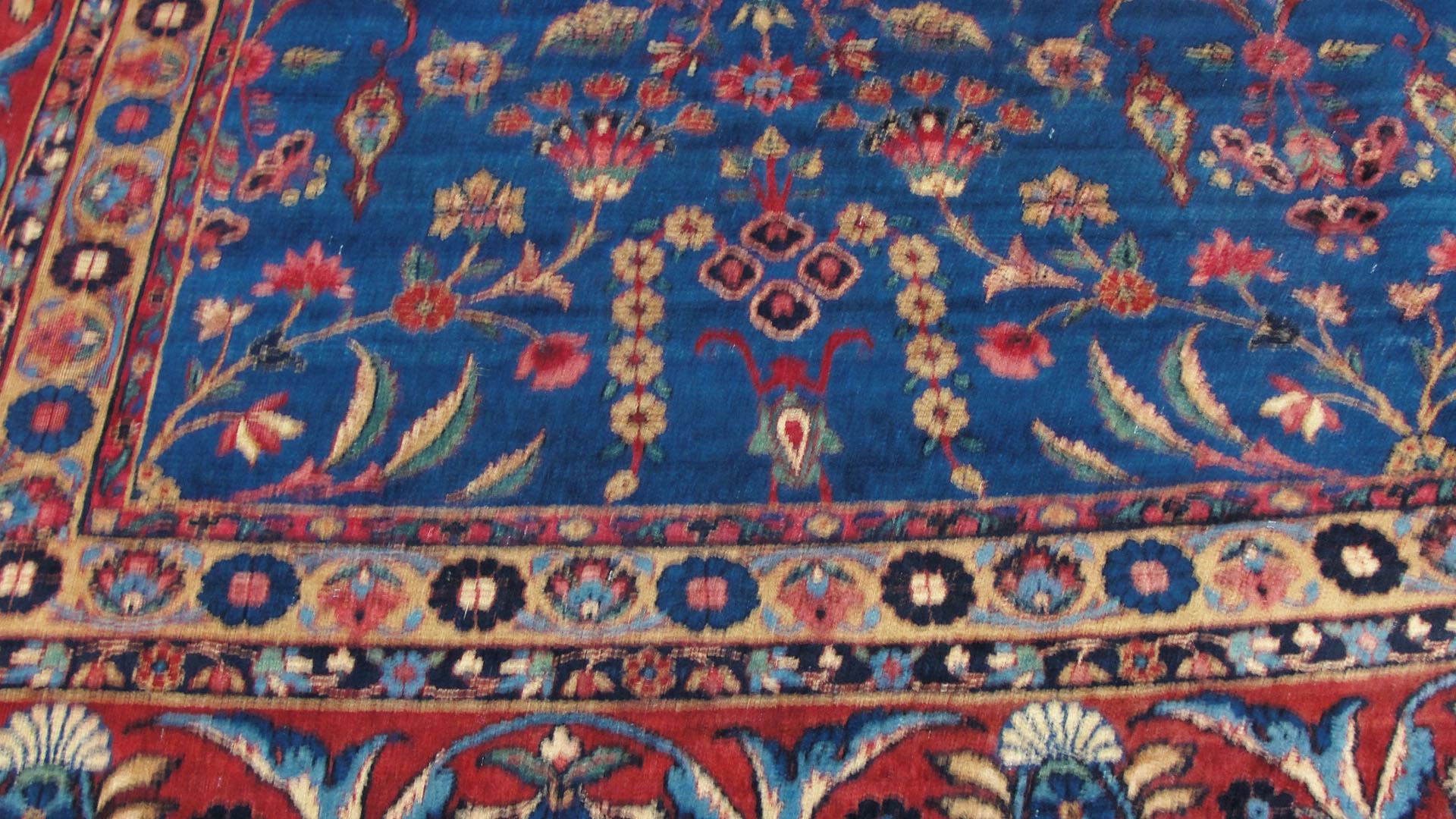Antique Persian Laver Kerman Carpet, Amazing Color In Excellent Condition For Sale In Evanston, IL