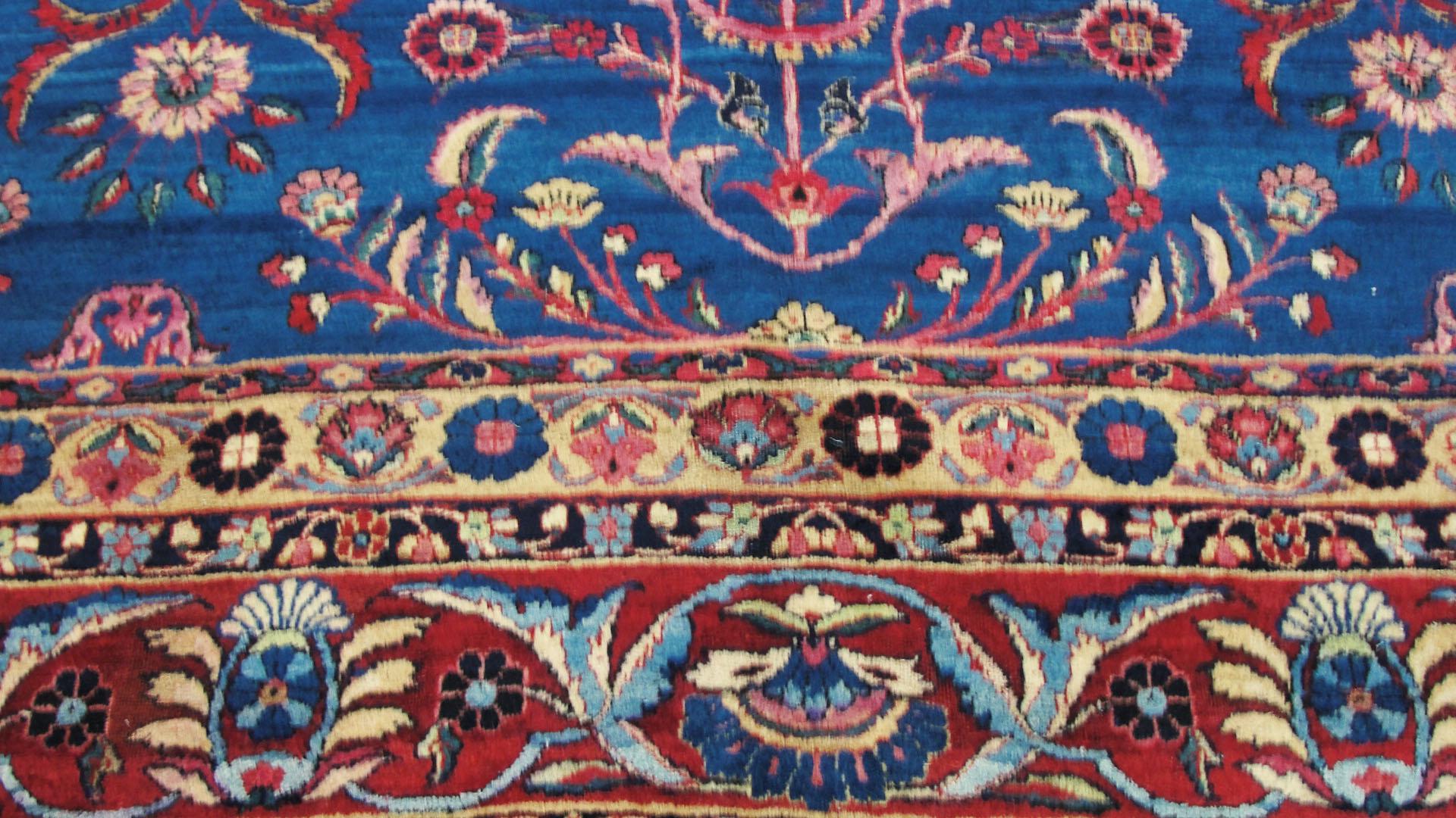 Wool Antique Persian Laver Kerman Carpet, Amazing Color For Sale