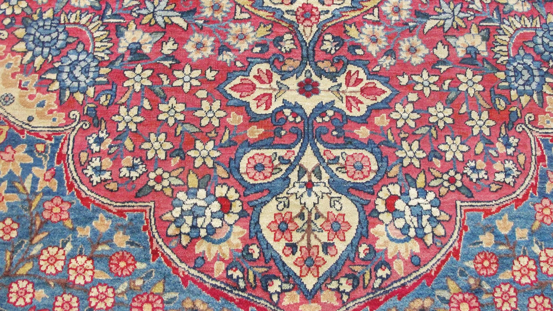 Antique Persian Laver Kerman Carpet In Good Condition In Evanston, IL