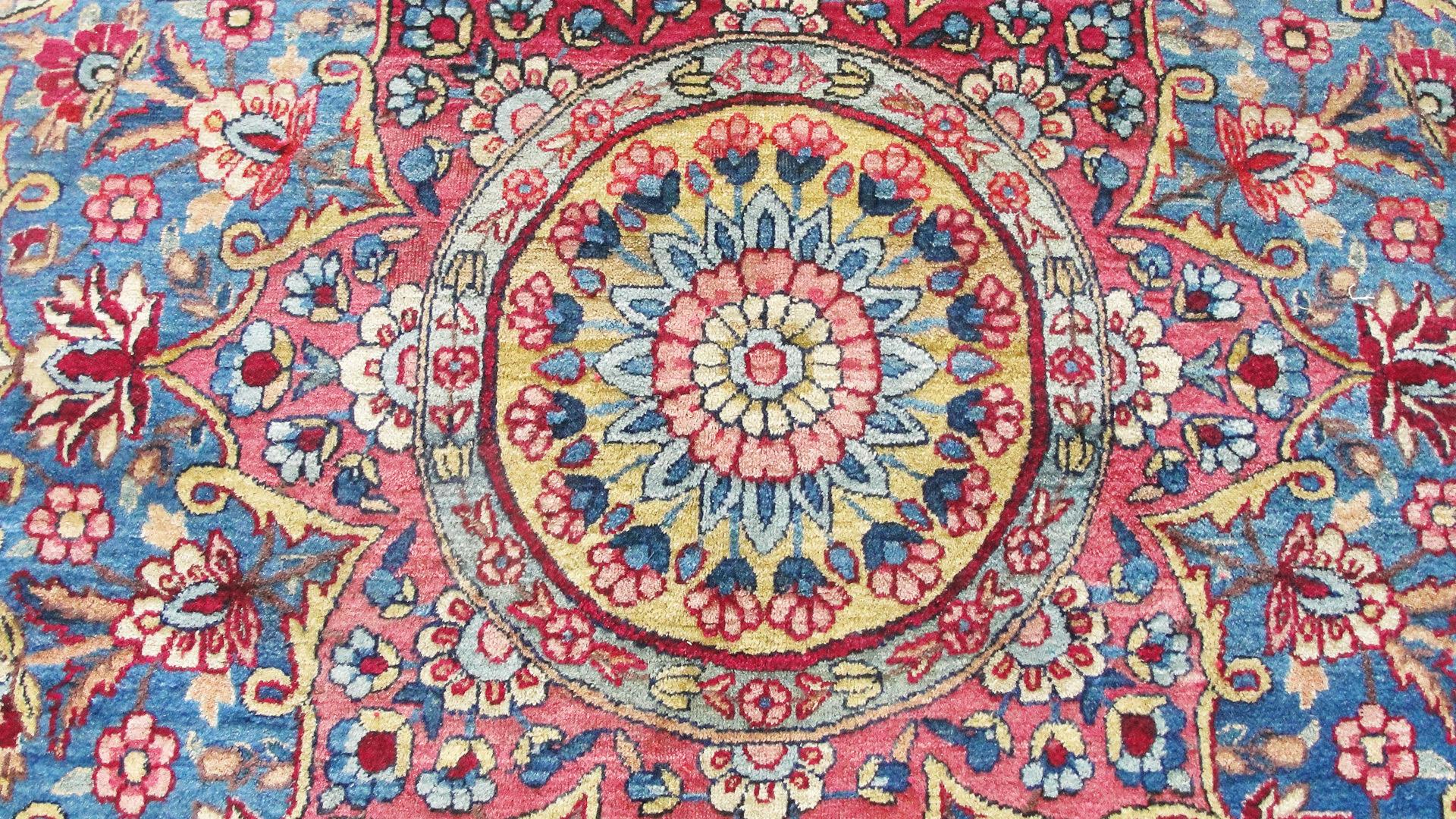 Wool Antique Persian Laver Kerman Carpet