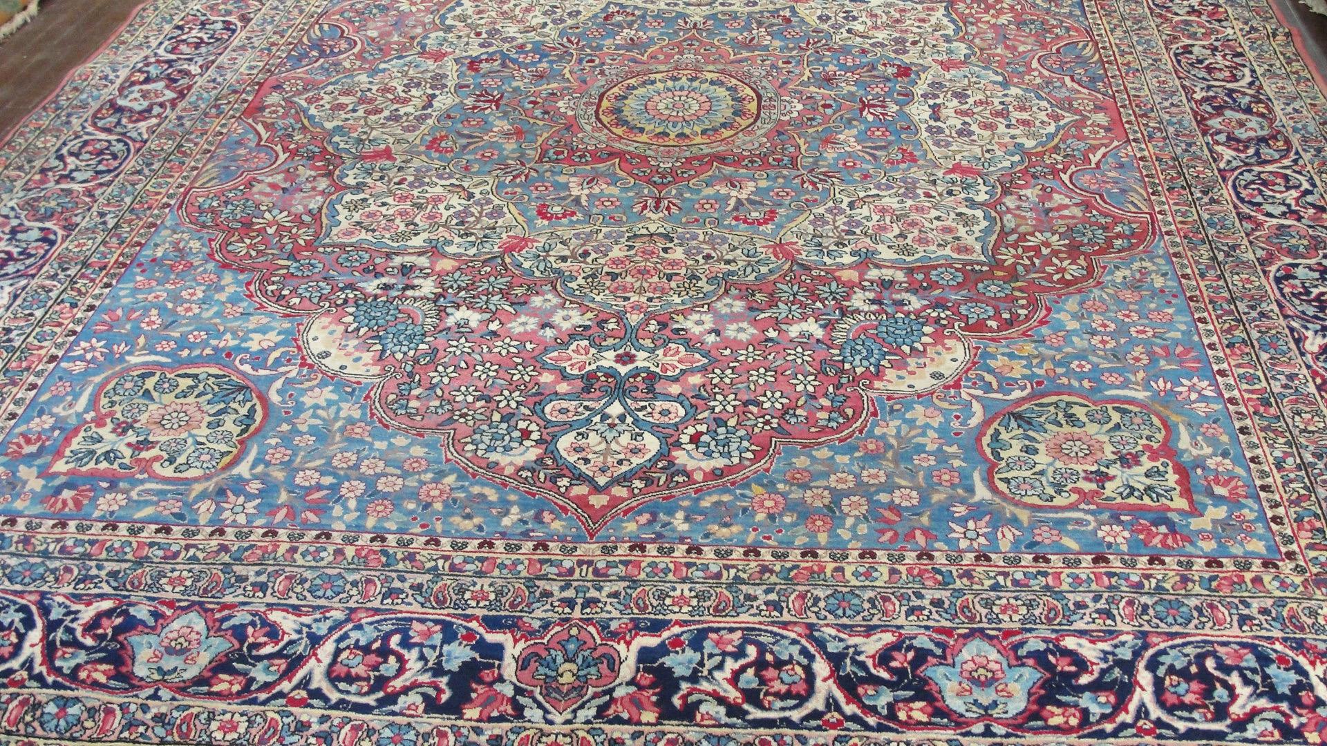 Antique Persian Laver Kerman Carpet 1
