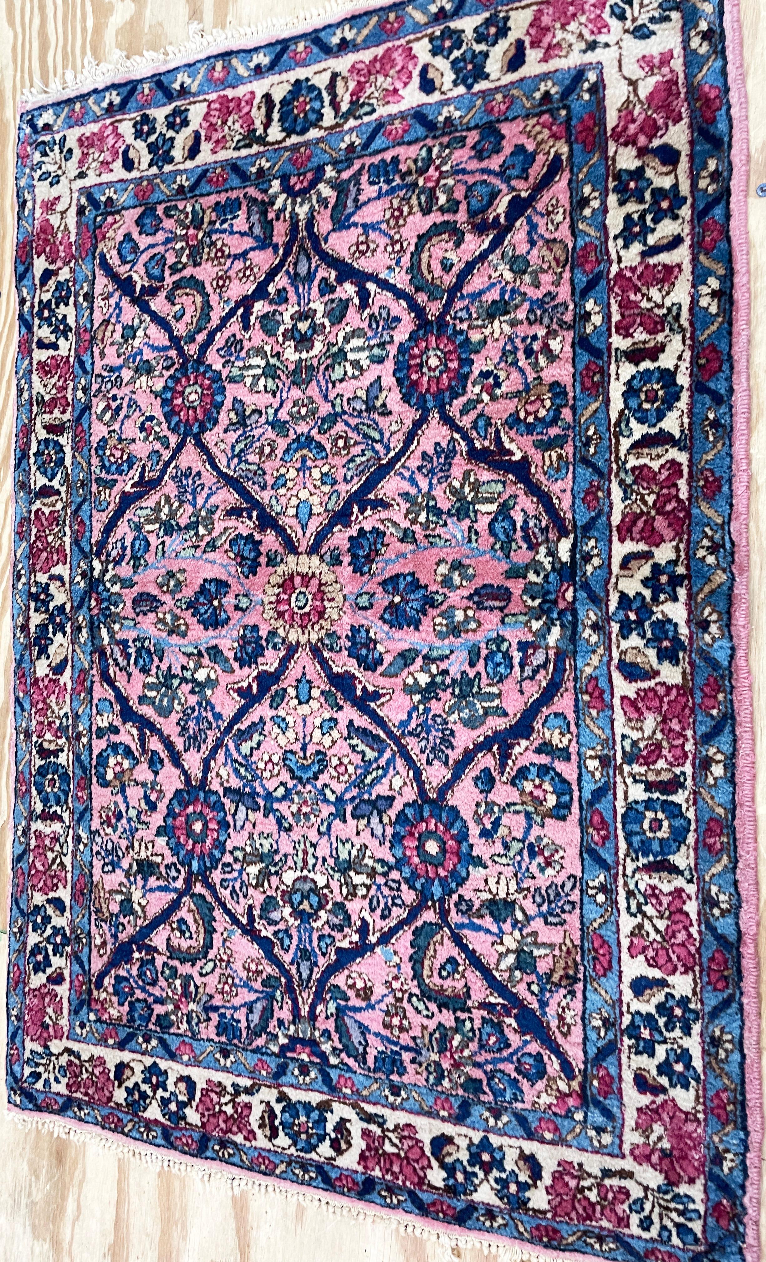 Antique Persian Laver Kerman Rug In Excellent Condition In Evanston, IL