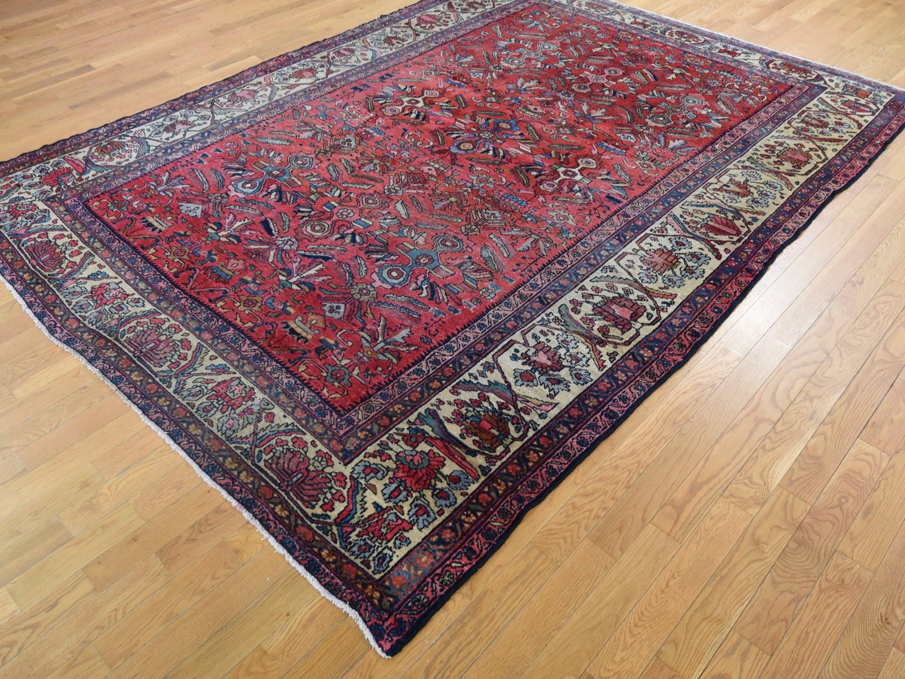 Hand-Knotted Antique Persian Lilahan Even Wear Good Condition Hand Knotted Oriental Rug