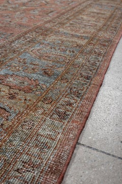 Antiker persischer Lilian-Teppich, verblasstes Korallenrot, CIRCA 1930