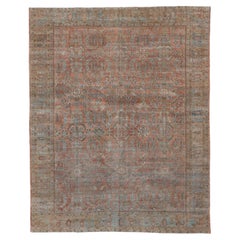 Antiker persischer Lilian-Teppich, verblasstes Korallenrot, CIRCA 1930