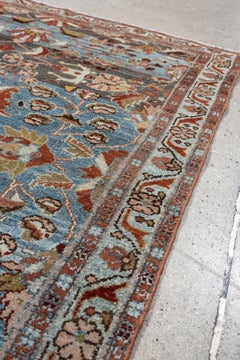 Antique Persian Lilian Rug, French Blue, circa 1930s