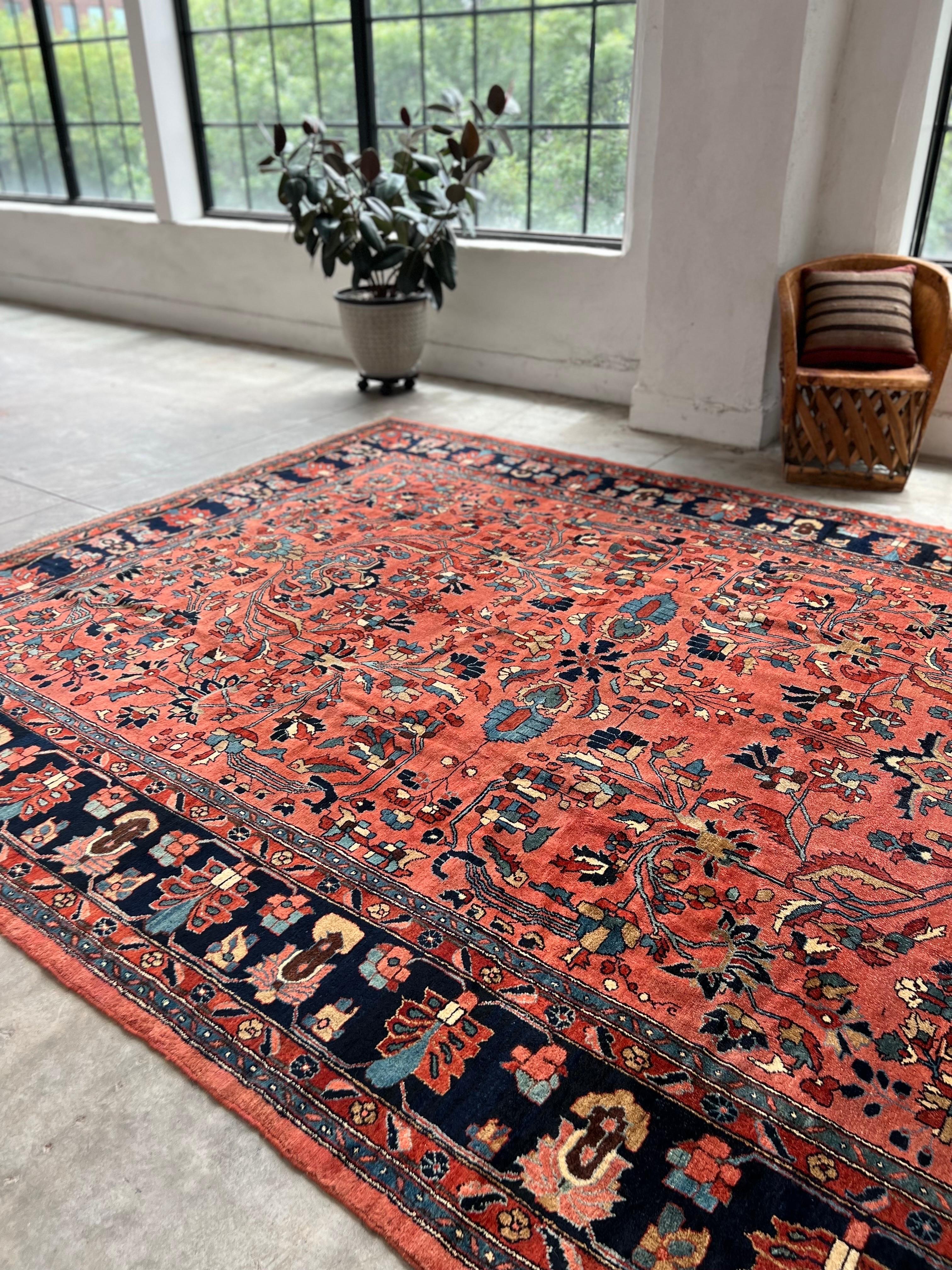 Antique Persian Lilian Rug, Pink Field, All-Over Pattern 4