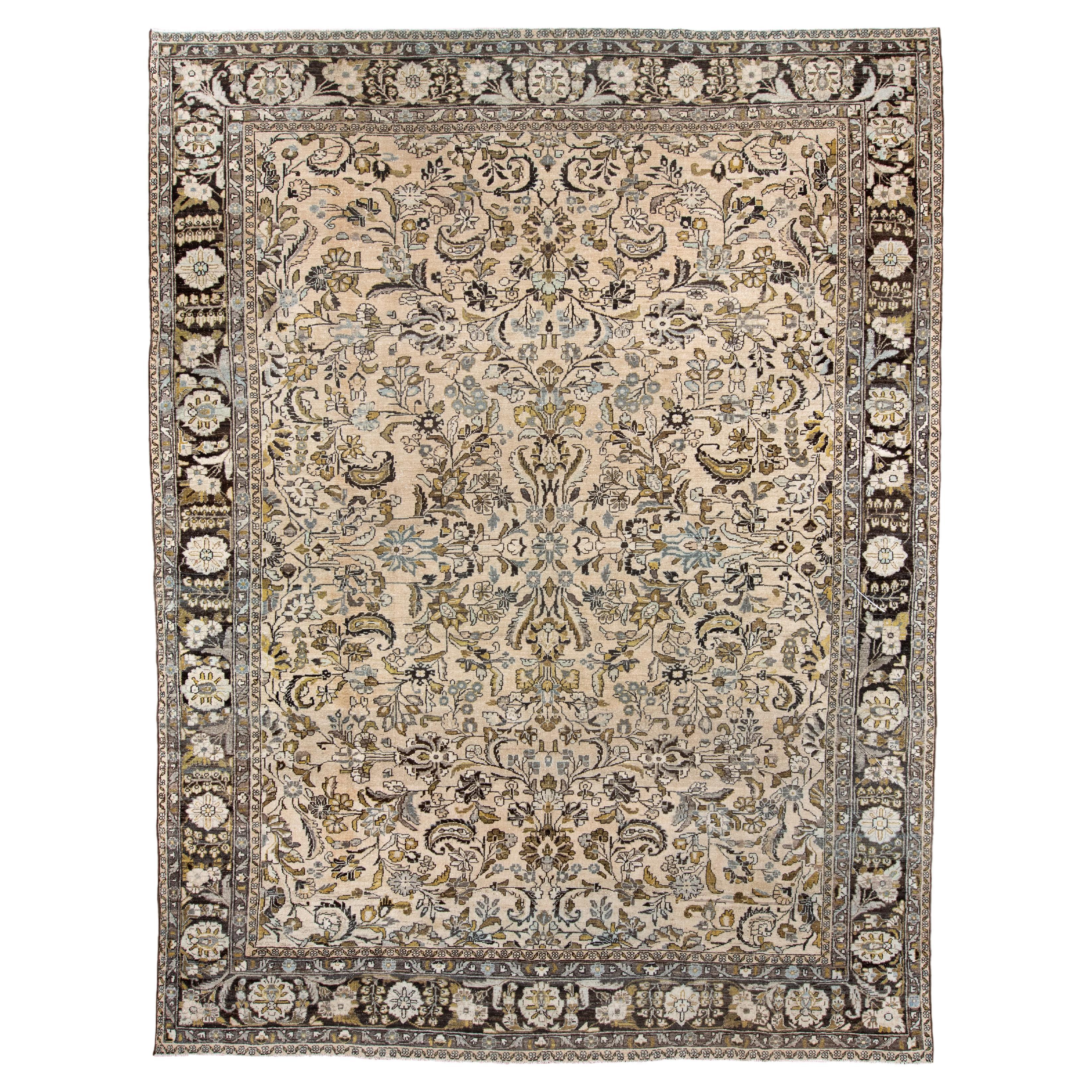 Antiker persischer Lilianenteppich mit floralem Allover-Design