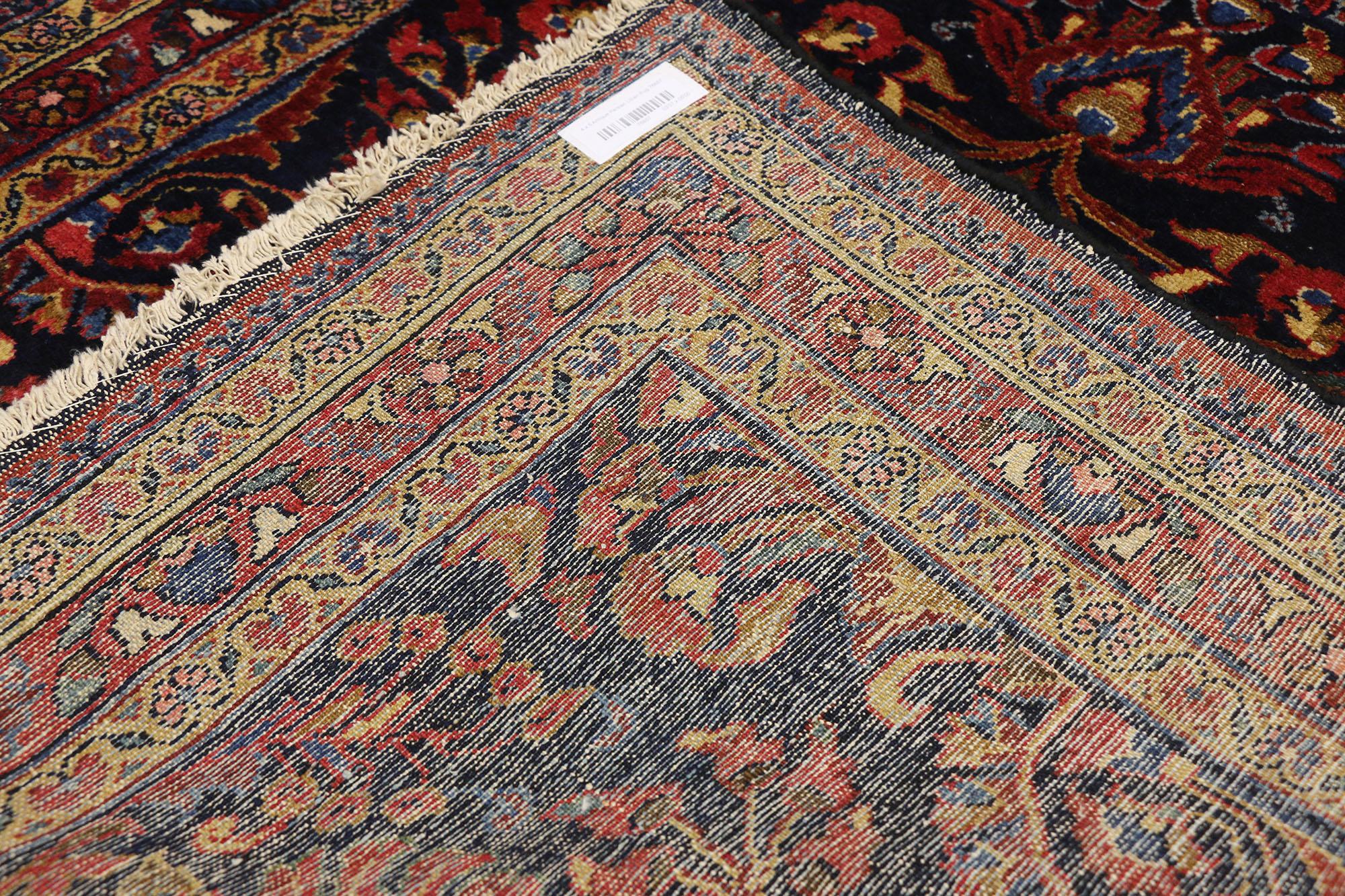 Antiker persischer Lilihan-Akzent-Teppich mit traditionellem Blumenmotiv aus Persien (Arts and Crafts) im Angebot