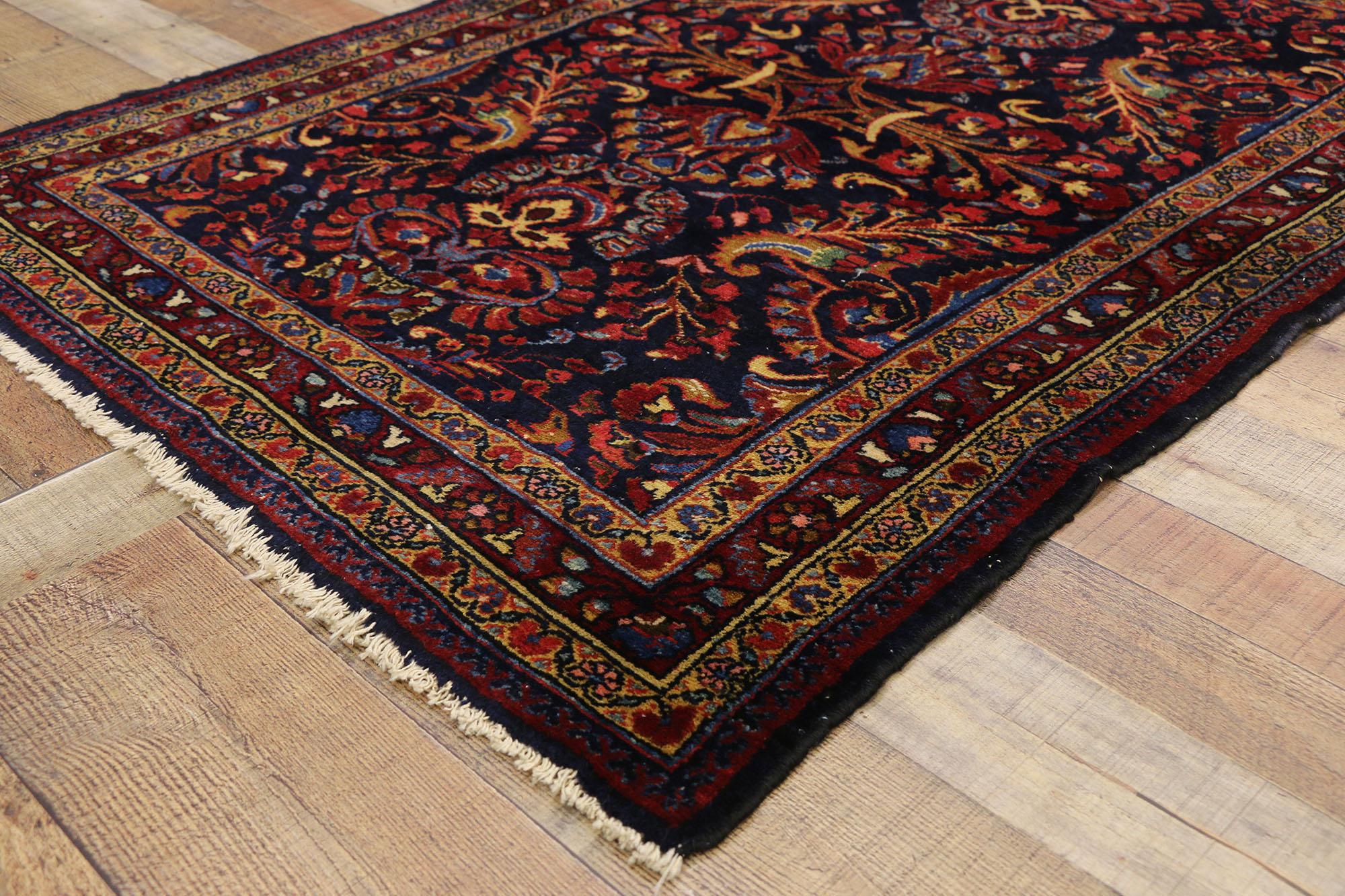 Hand-Knotted Antique Persian Lilihan Accent Rug with Traditional Floral Motif For Sale