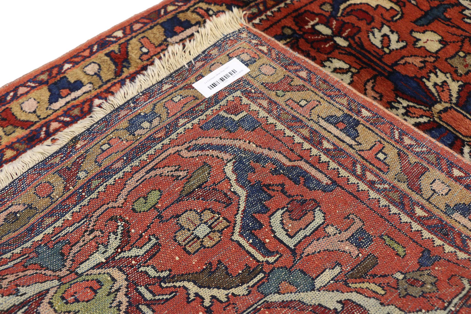 Hand-Knotted Antique Persian Lilihan Accent Rug with Traditional Style, Entry or Foyer Rug