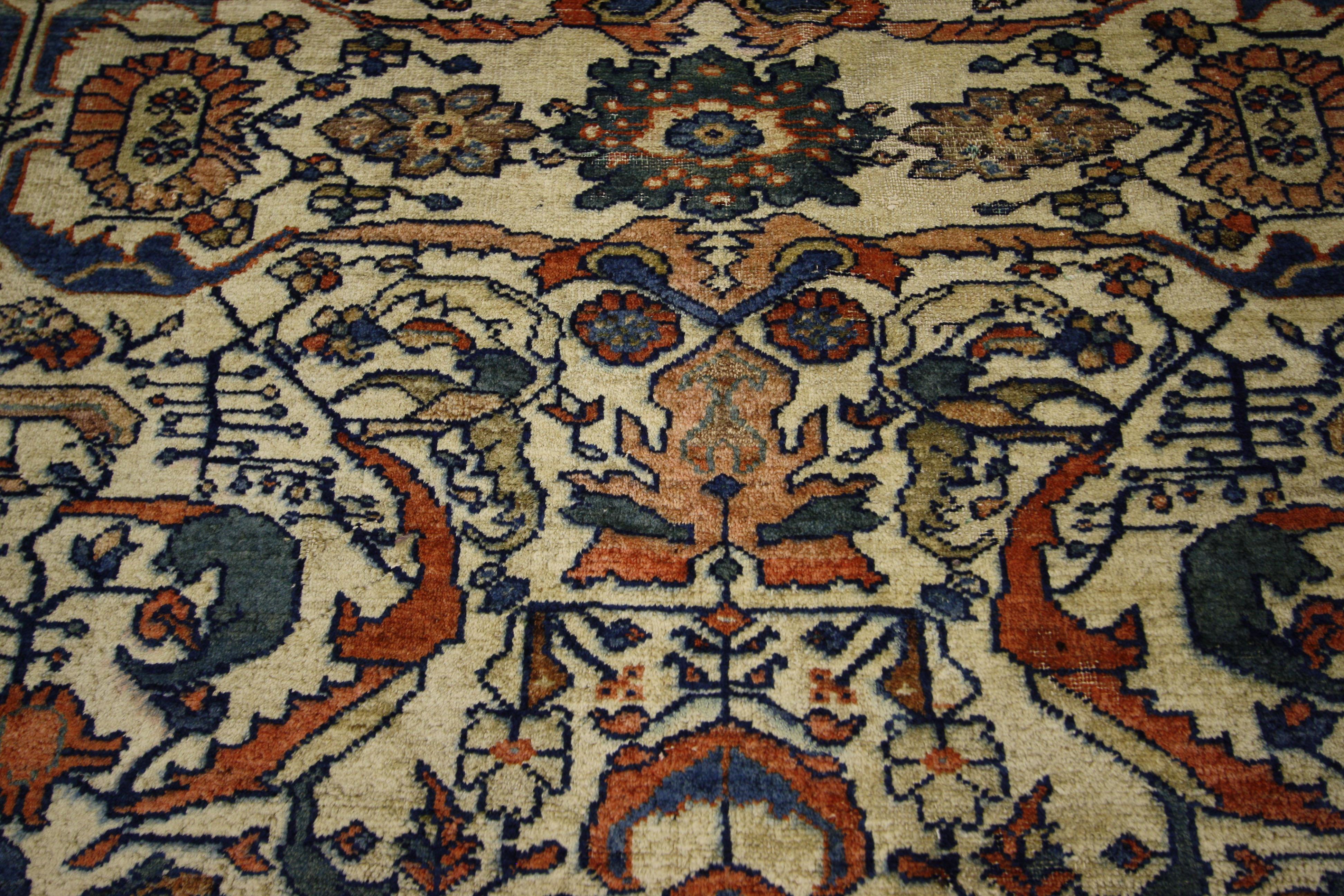 Hand-Knotted Antique Persian Lilihan Area Rug with Rustic Romantic Industrial Style