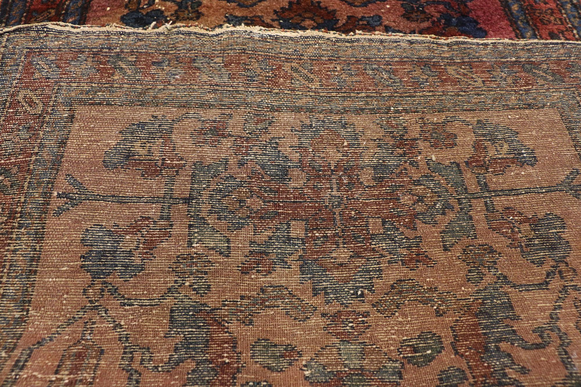 20th Century Antique Persian Lilihan Long Hallway Runner with Bohemian Regency Style For Sale