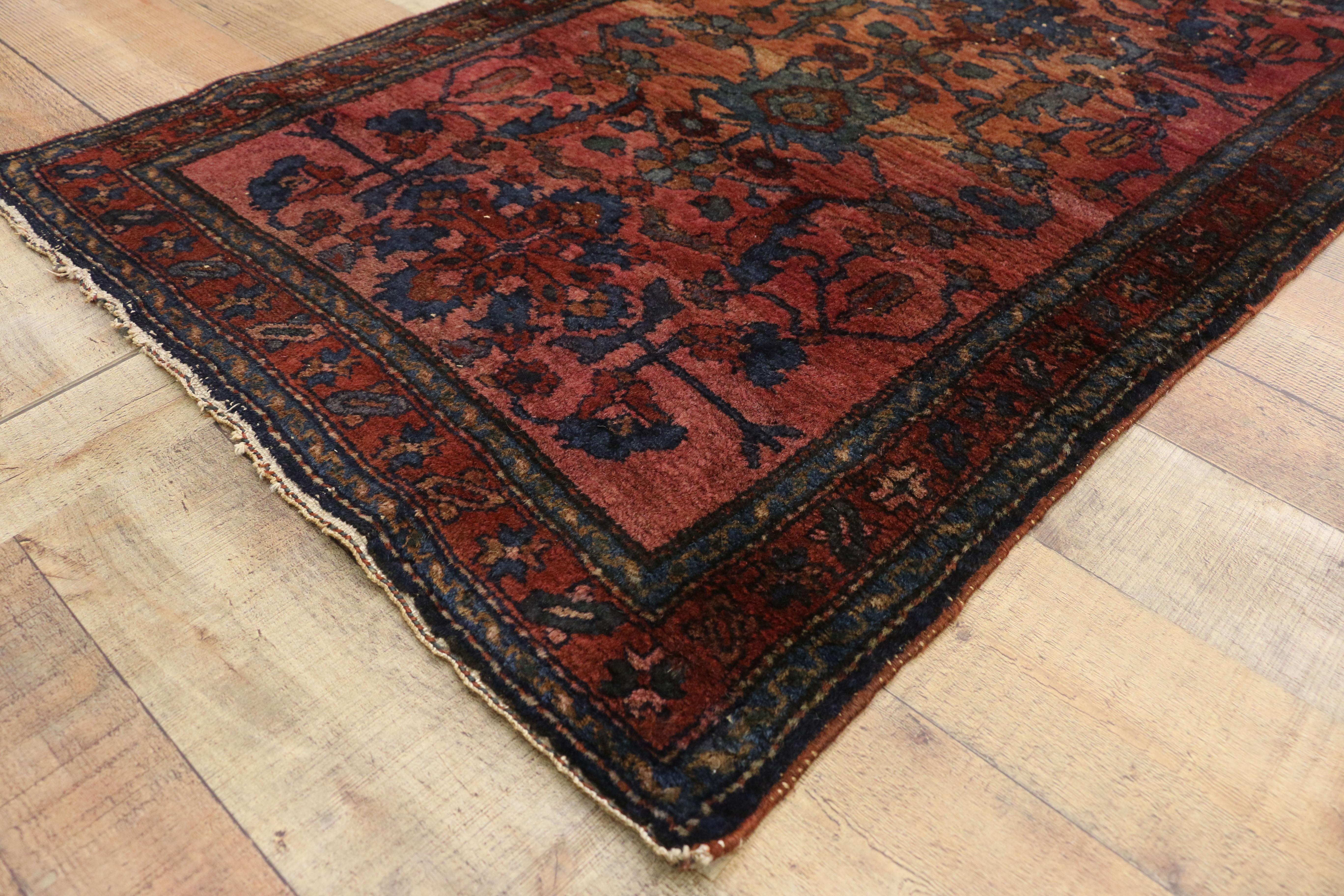 Wool Antique Persian Lilihan Long Hallway Runner with Bohemian Regency Style For Sale