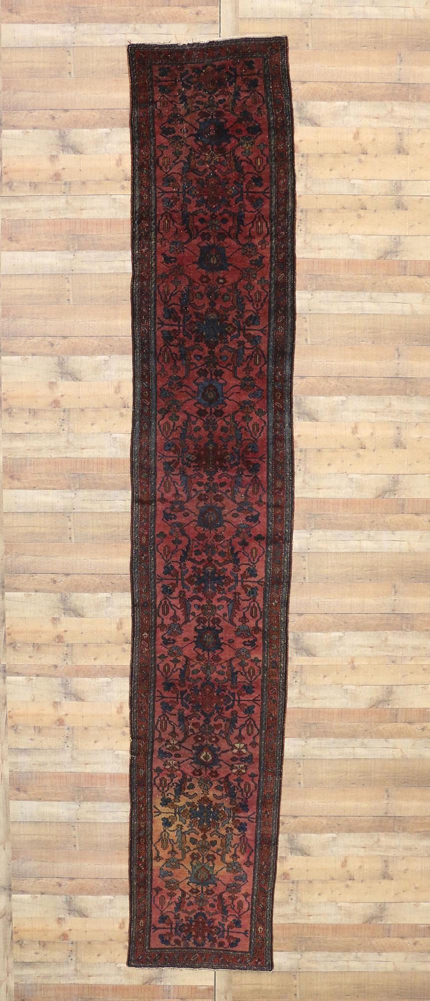 Antique Persian Lilihan Long Hallway Runner with Bohemian Regency Style For Sale 2