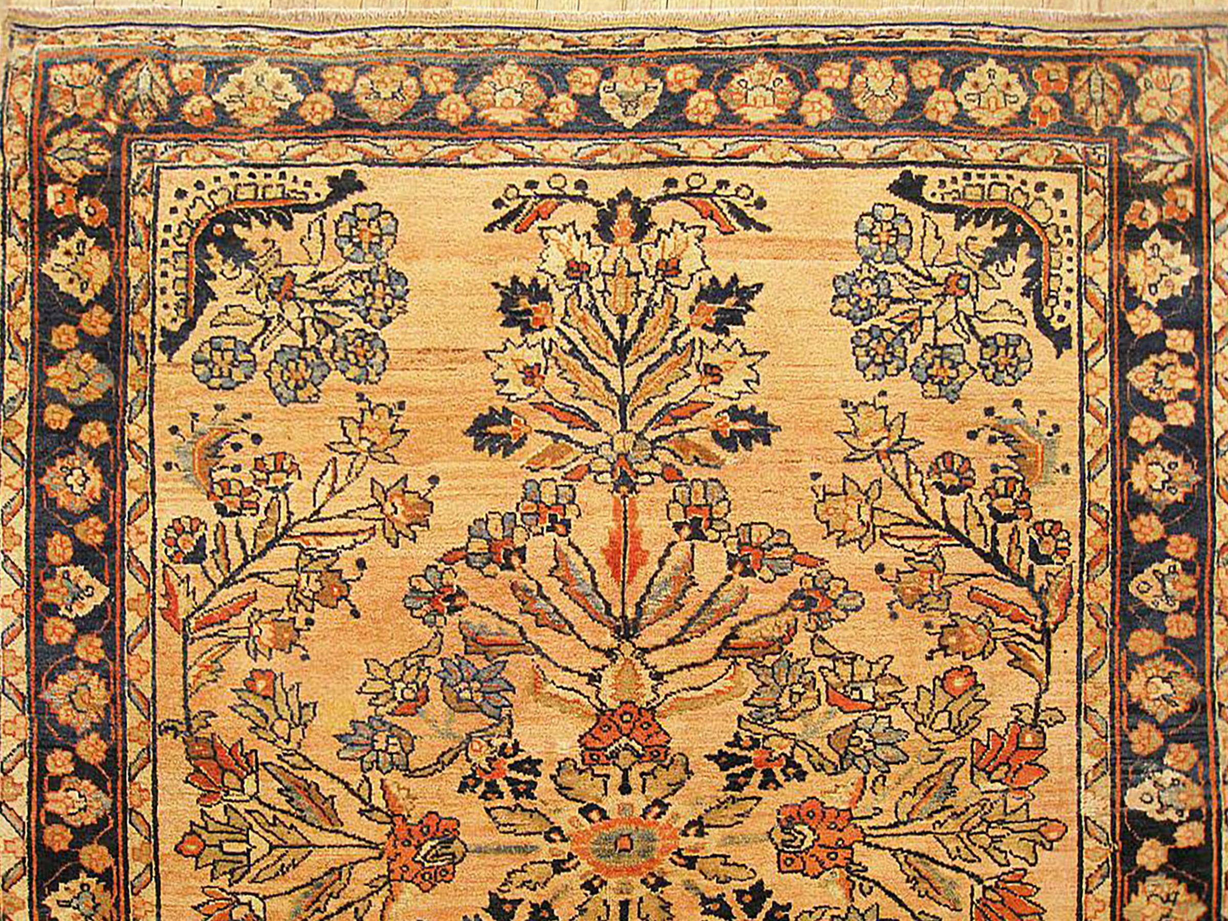 Hand-Knotted Antique Persian Lilihan Oriental Rug, in Room Size, with Floral Elements For Sale
