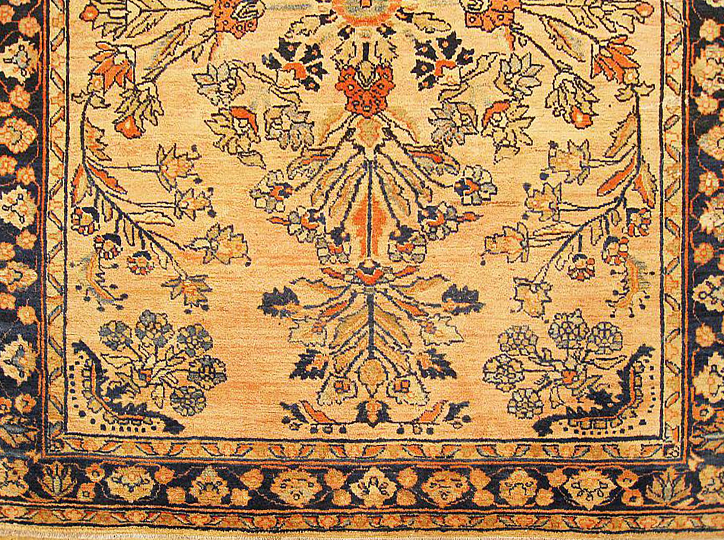 Antique Persian Lilihan Oriental Rug, in Room Size, with Floral Elements In Good Condition For Sale In New York, NY