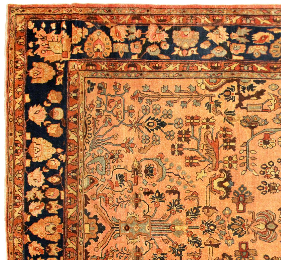 Hand-Knotted Antique Persian Lilihan Oriental Rug, in Room Size, with Flowers and Soft Tones For Sale