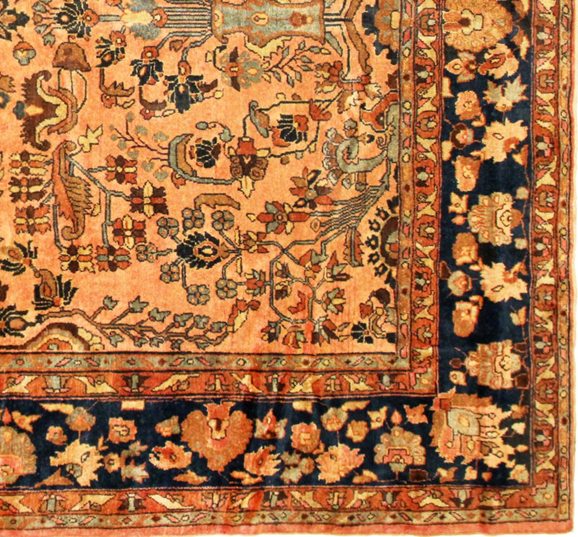 Early 20th Century Antique Persian Lilihan Oriental Rug, in Room Size, with Flowers and Soft Tones For Sale