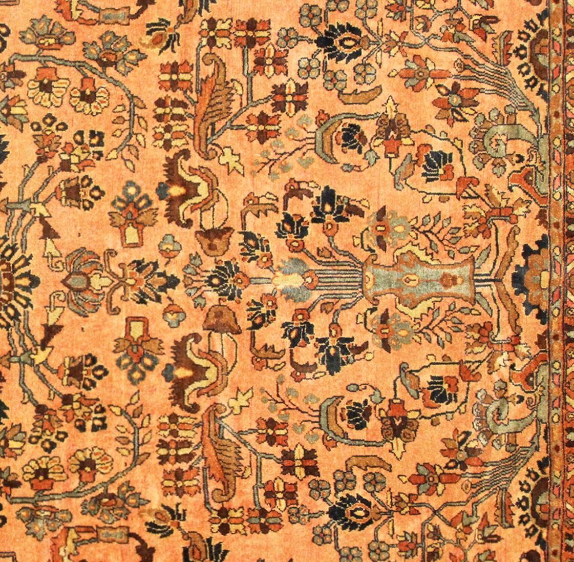 Antique Persian Lilihan Oriental Rug, in Room Size, with Flowers and Soft Tones For Sale 1