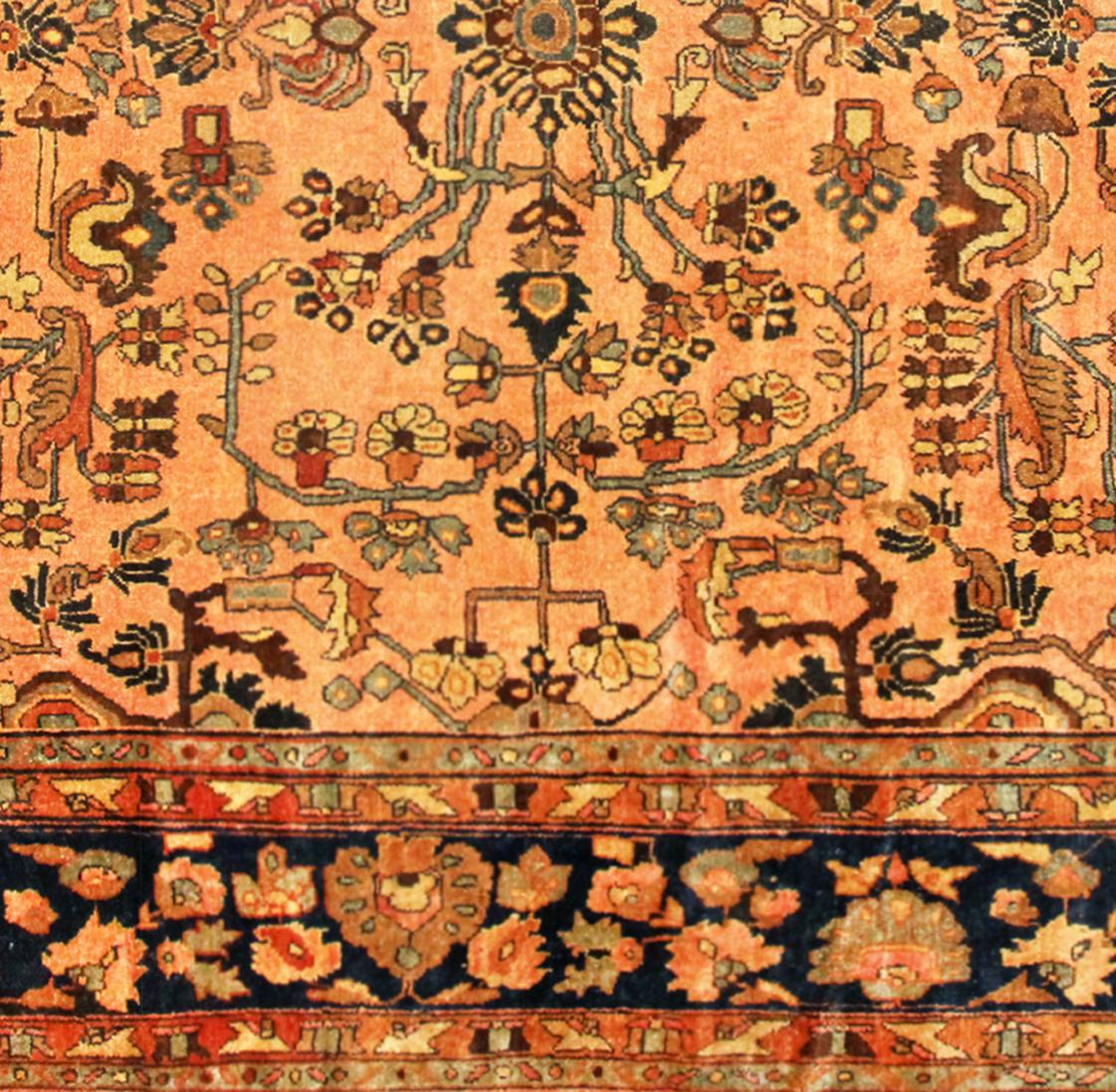 Antique Persian Lilihan Oriental Rug, in Room Size, with Flowers and Soft Tones For Sale 2