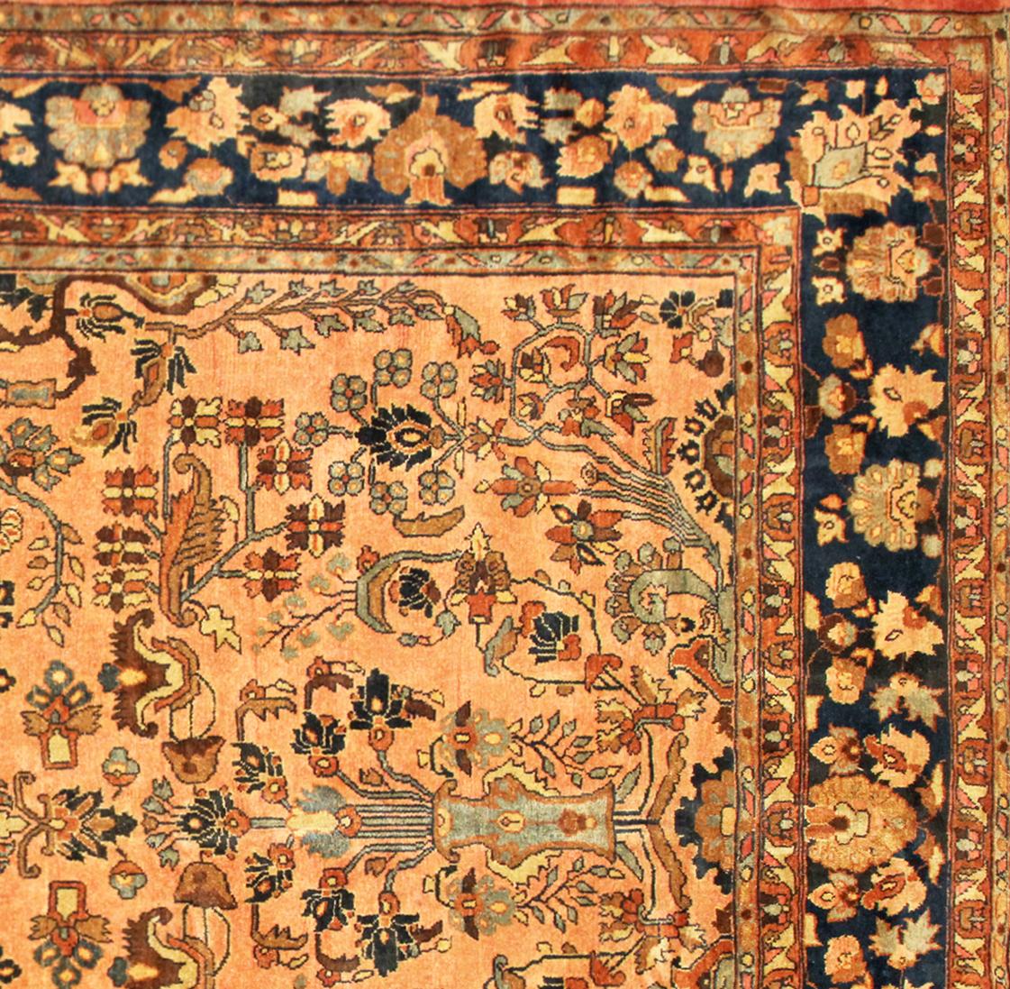 Antique Persian Lilihan Oriental Rug, in Room Size, with Flowers and Soft Tones For Sale 3