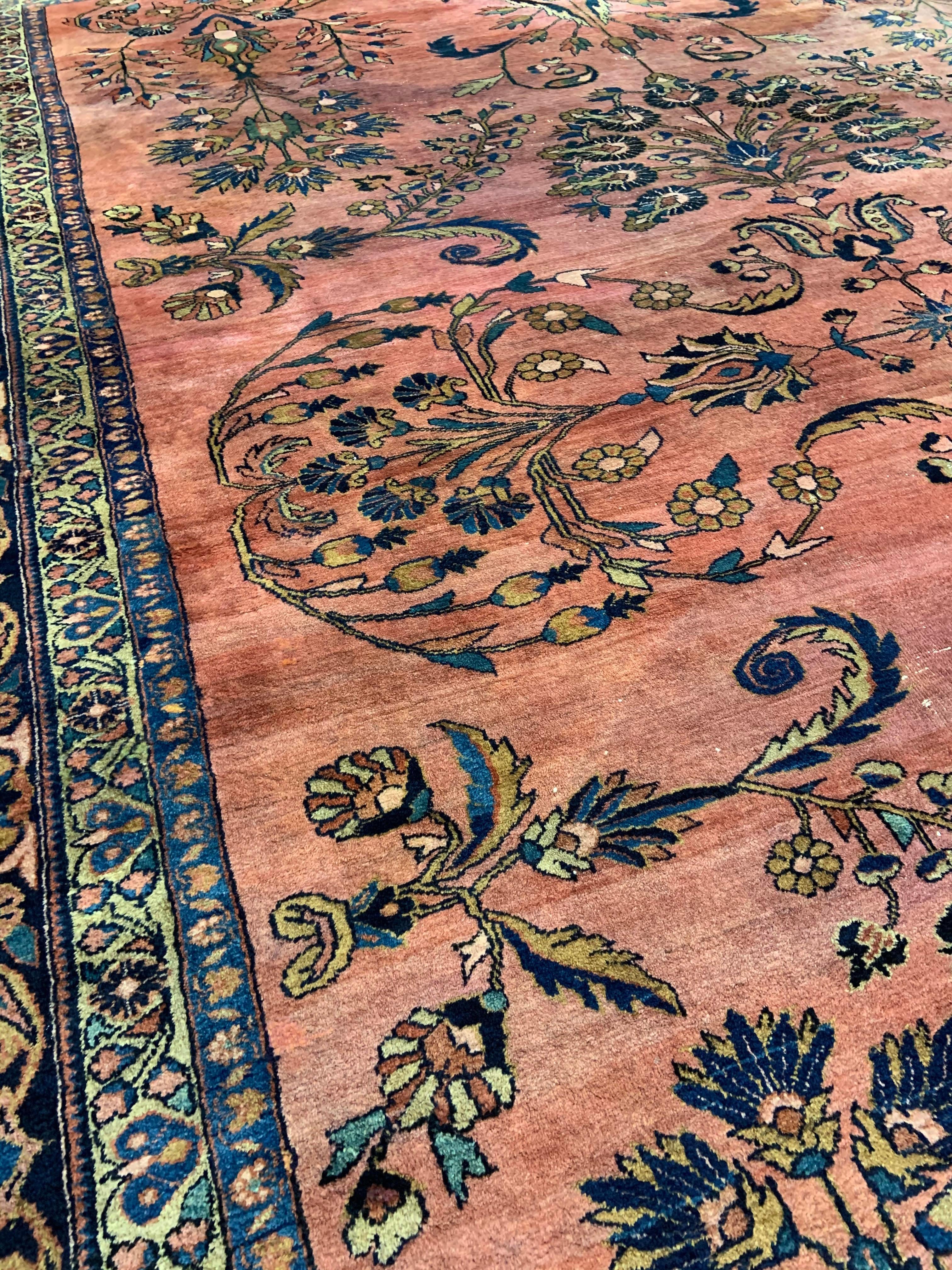 Antique Persian Lilihan Oversized Floral Rug In Good Condition For Sale In Hudson, NY