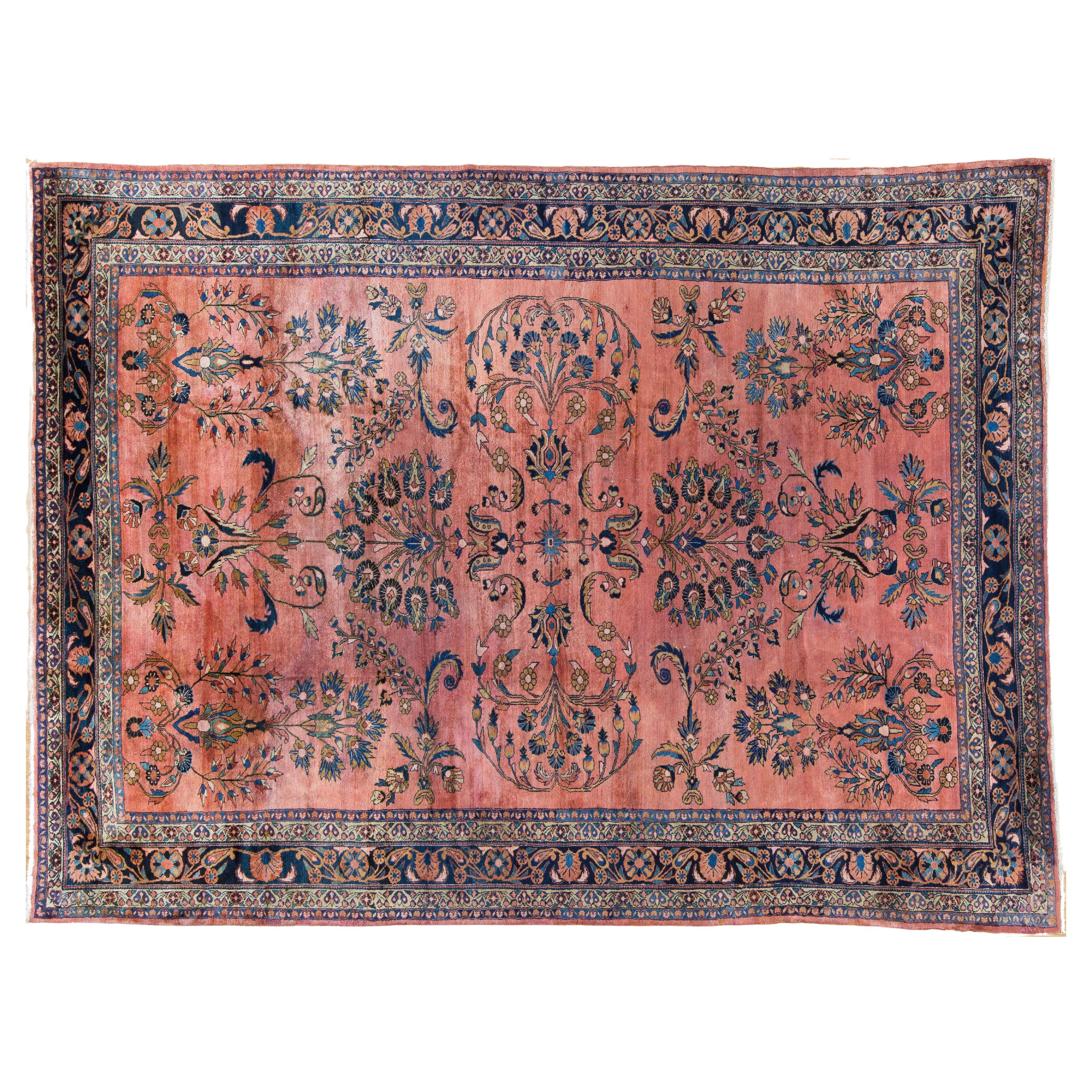 Antique Persian Lilihan Oversized Floral Rug For Sale