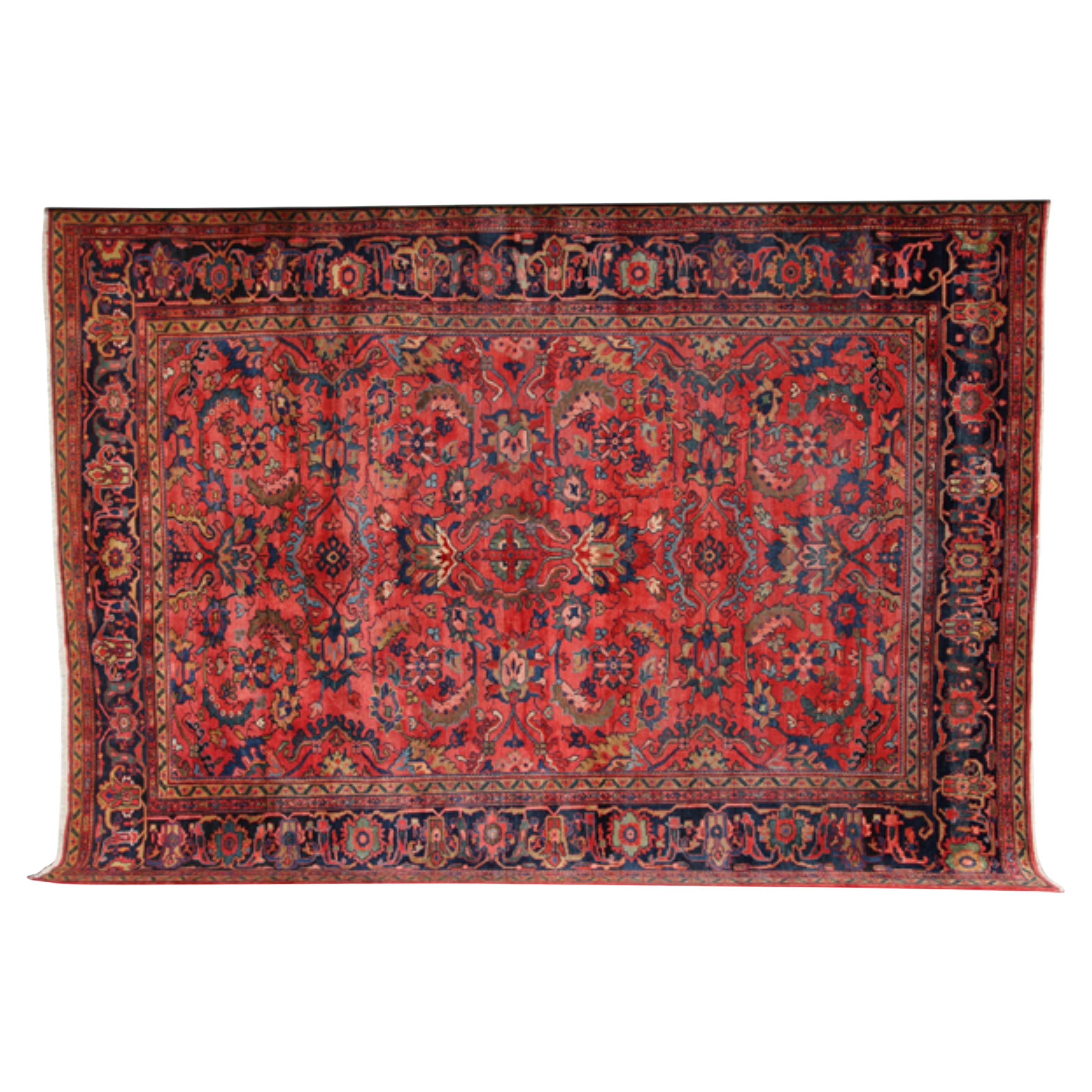 Antiker persischer Lilihan-Teppich, Afshan-Design, um 1910, Wolle, 9' x 12'