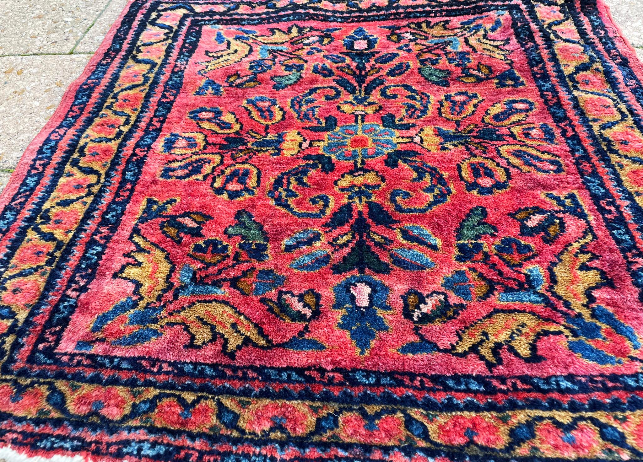 Immerse yourself in the timeless allure of our Antique Persian Lilihan Rug, a true gem with a square size measuring 1'11