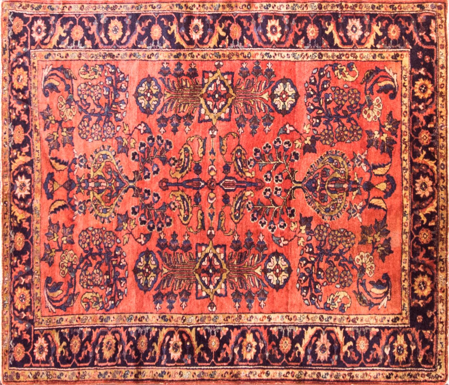 Beautiful colors with fine quality, circa 1920. Handwoven Lilihan rug. Produced south of the city of Arak by Armenians in Persia, Lilihan rugs are known for their design. Traditionally designed with a curvilinear lattice with traditional floral