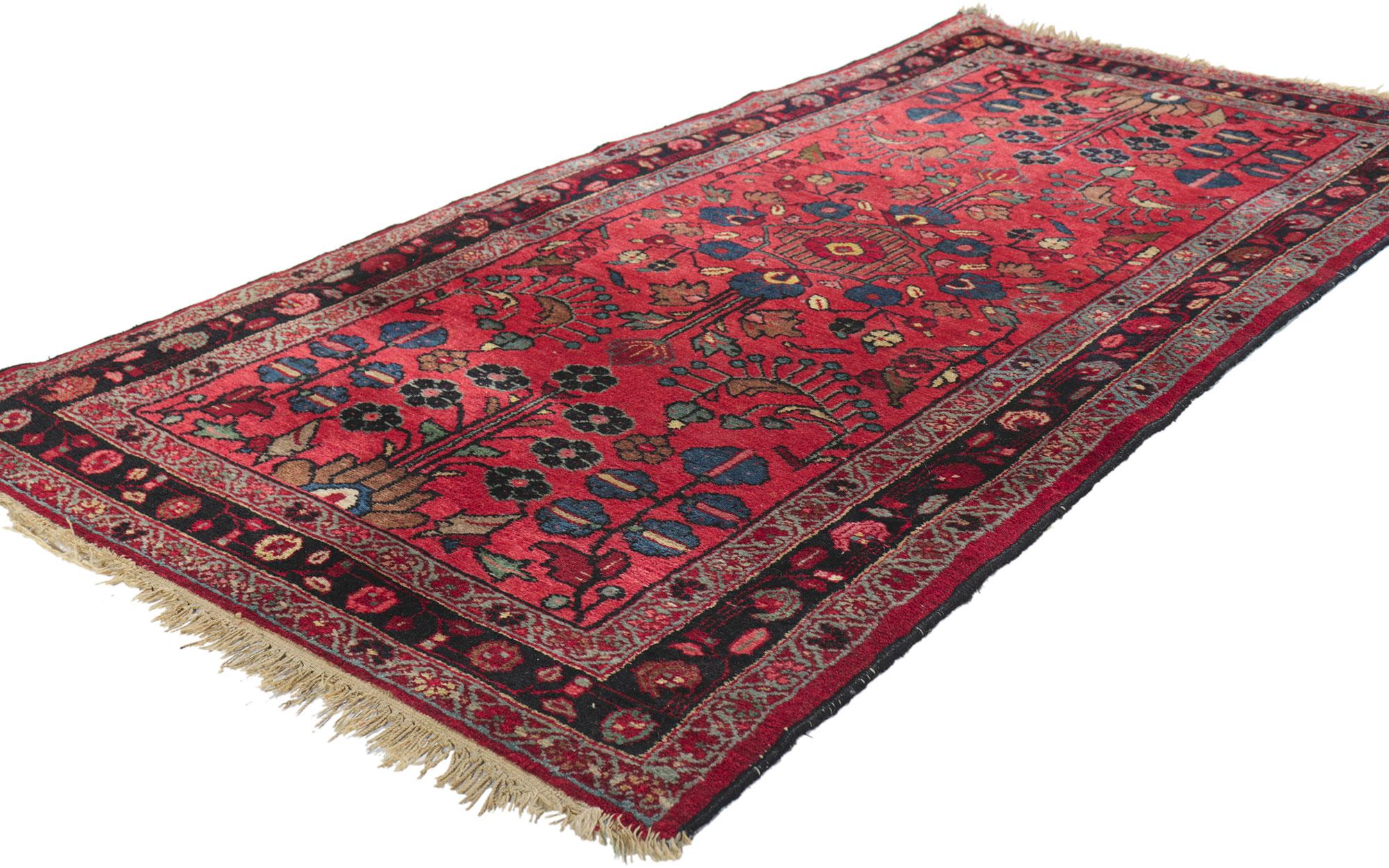 78418 Antique Persian Lilihan Rug, 02'06 x 04'09. With its timeless design, incredible detail and texture, this hand knotted wool antique Persian Lilihan rug is poised to impress. The eye-catching stylized floral pattern and saturated color palette