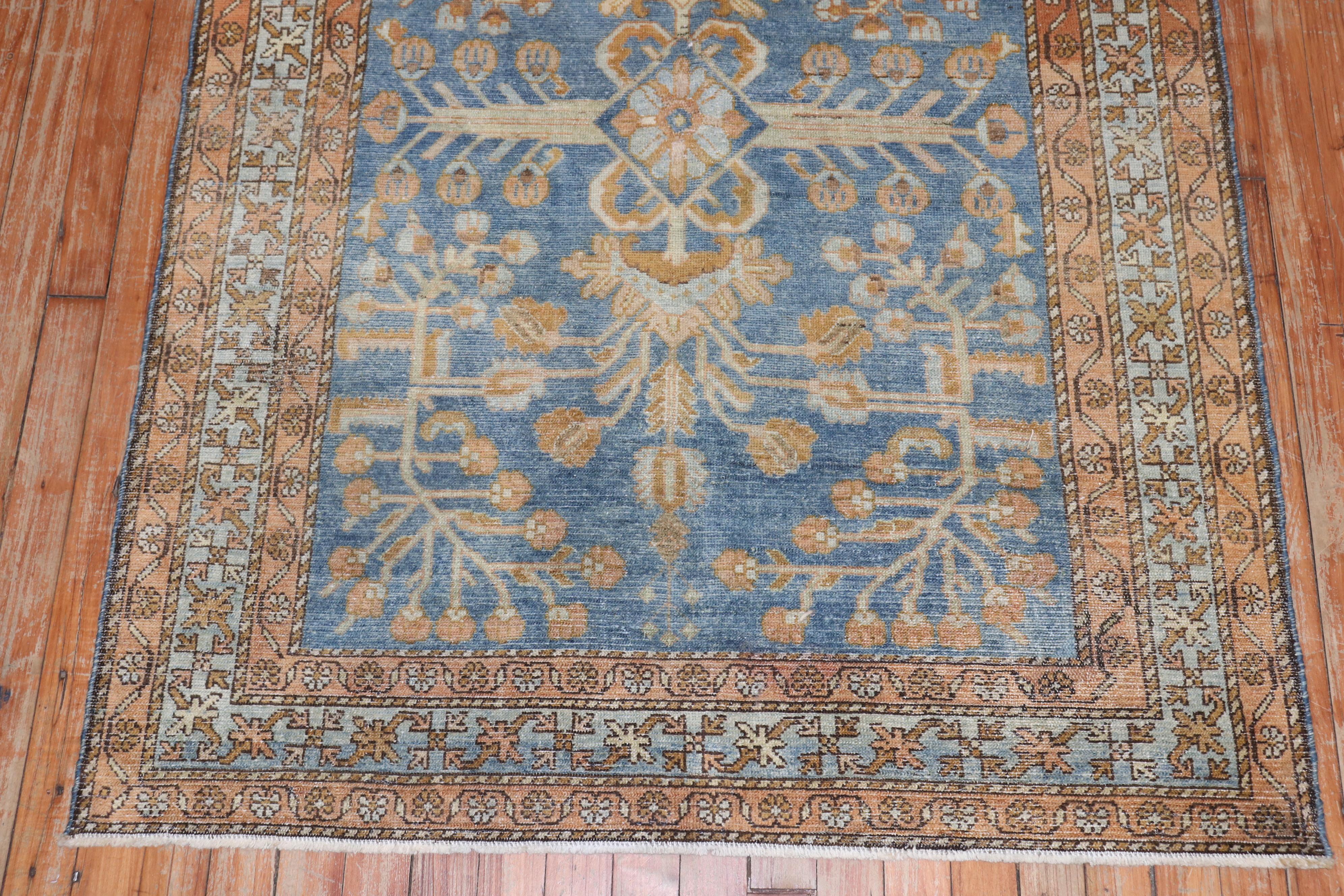Hand-Woven Blue Antique Persian Lilihan Rug For Sale