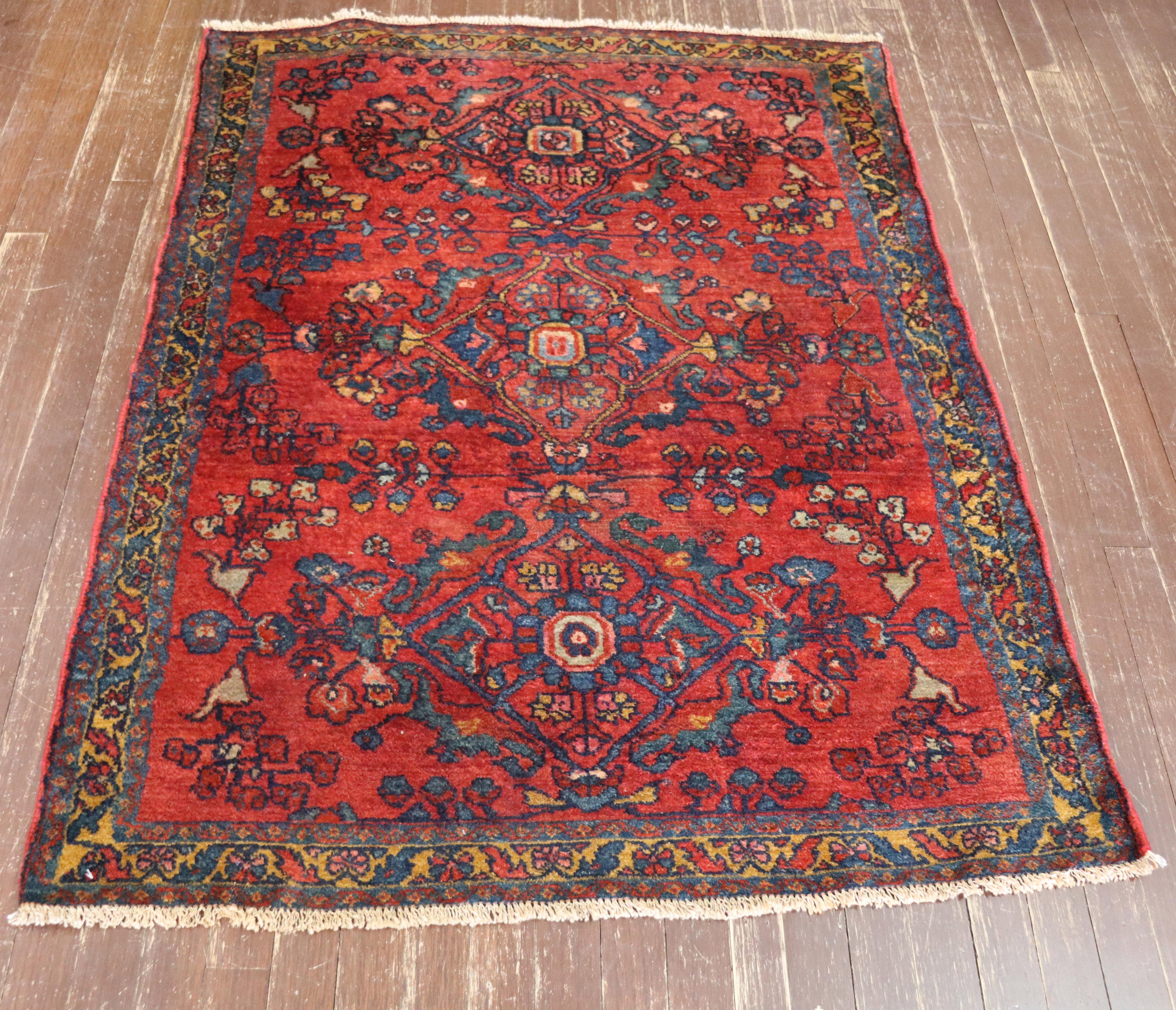 Hand-Knotted Antique Persian Lilihan Rug, 3'6