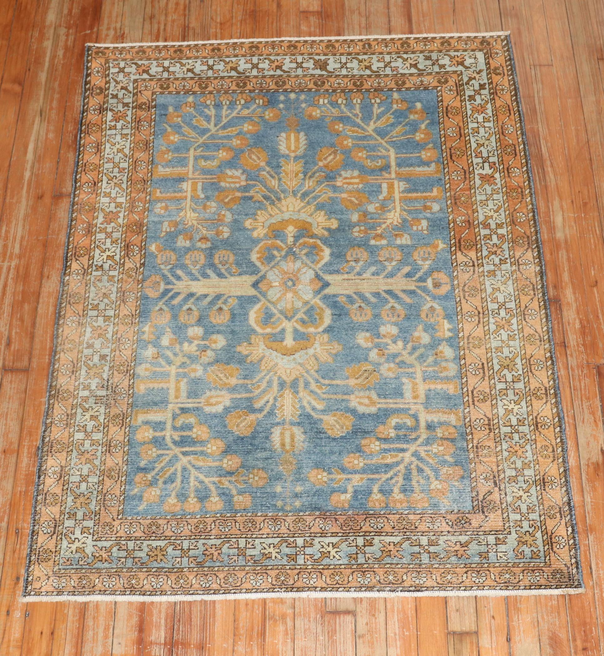 Blue Antique Persian Lilihan Rug In Good Condition For Sale In New York, NY