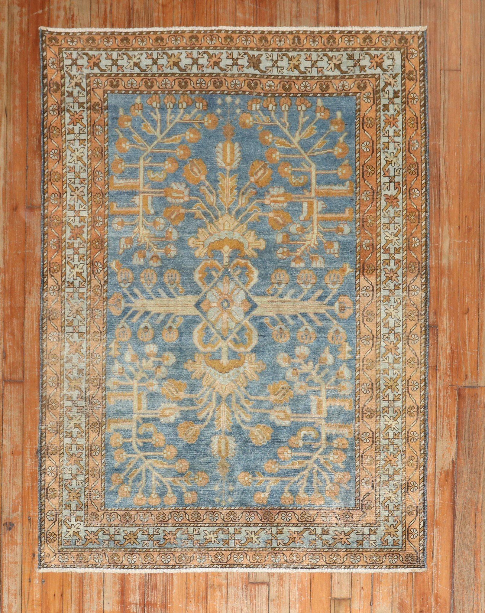 20th Century Blue Antique Persian Lilihan Rug For Sale