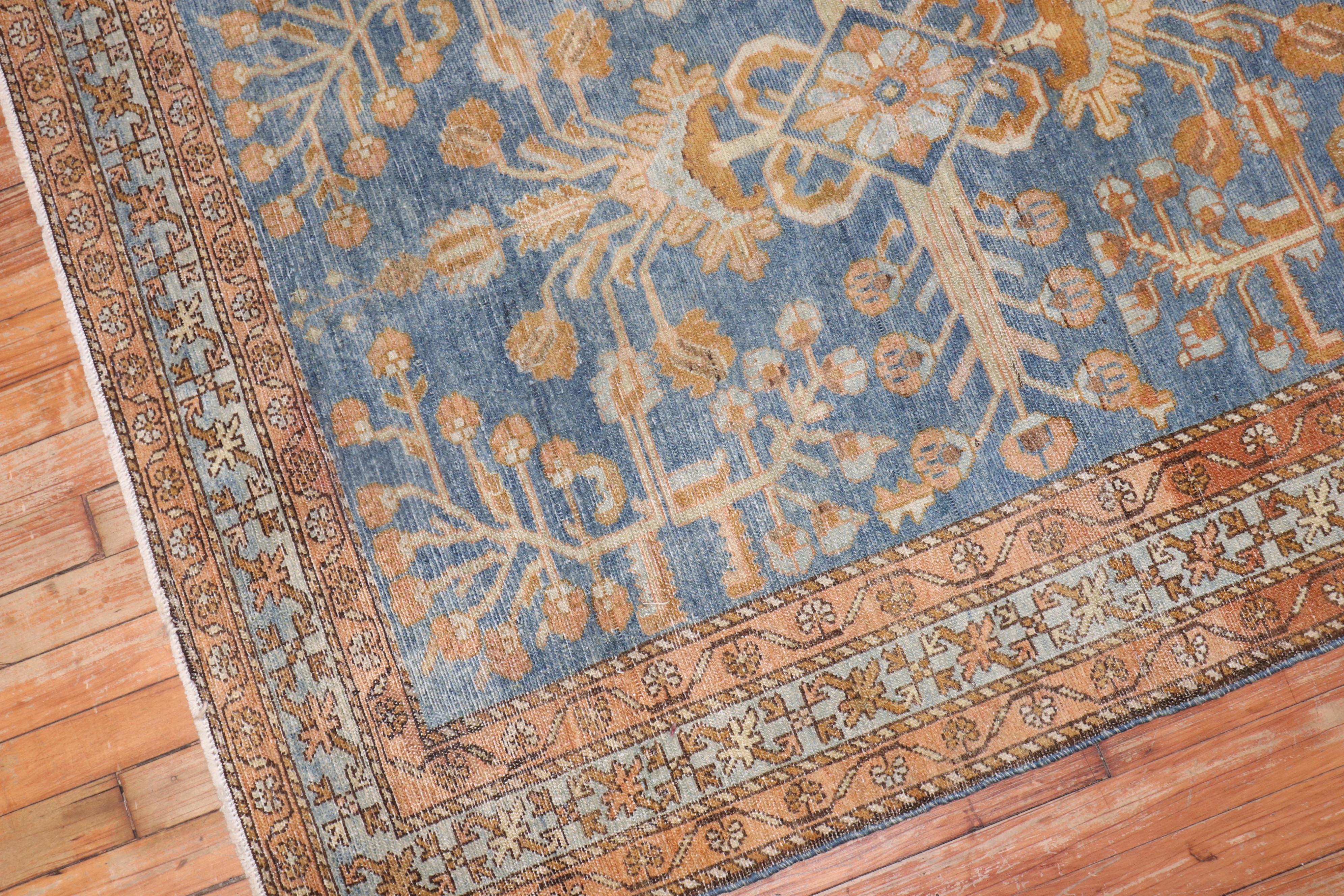 Wool Blue Antique Persian Lilihan Rug For Sale
