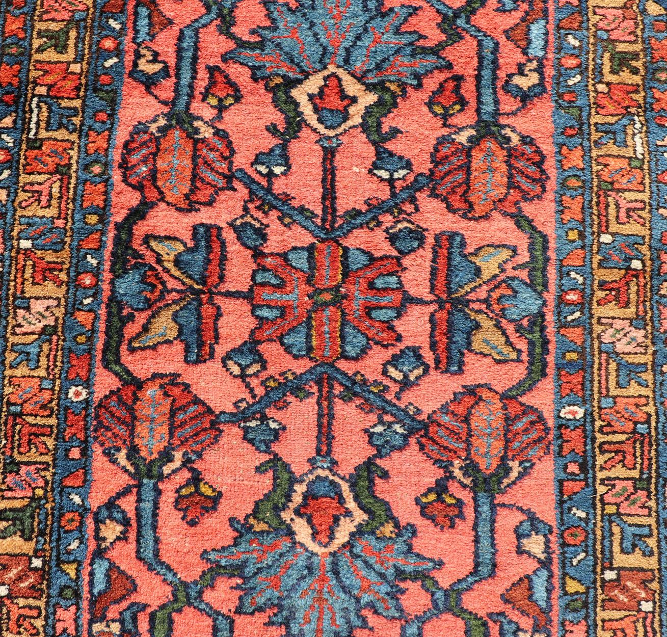 Antique Persian Lilihan rug in all-over design in jewel tones and pink field. Keivan Woven Arts / rug/ X23-0110, Antique Persian Lilihan. early 20th century. 

Measures: 2'8 x 5'1 

This woven Lilihan rug represents the best of Persian weaving.