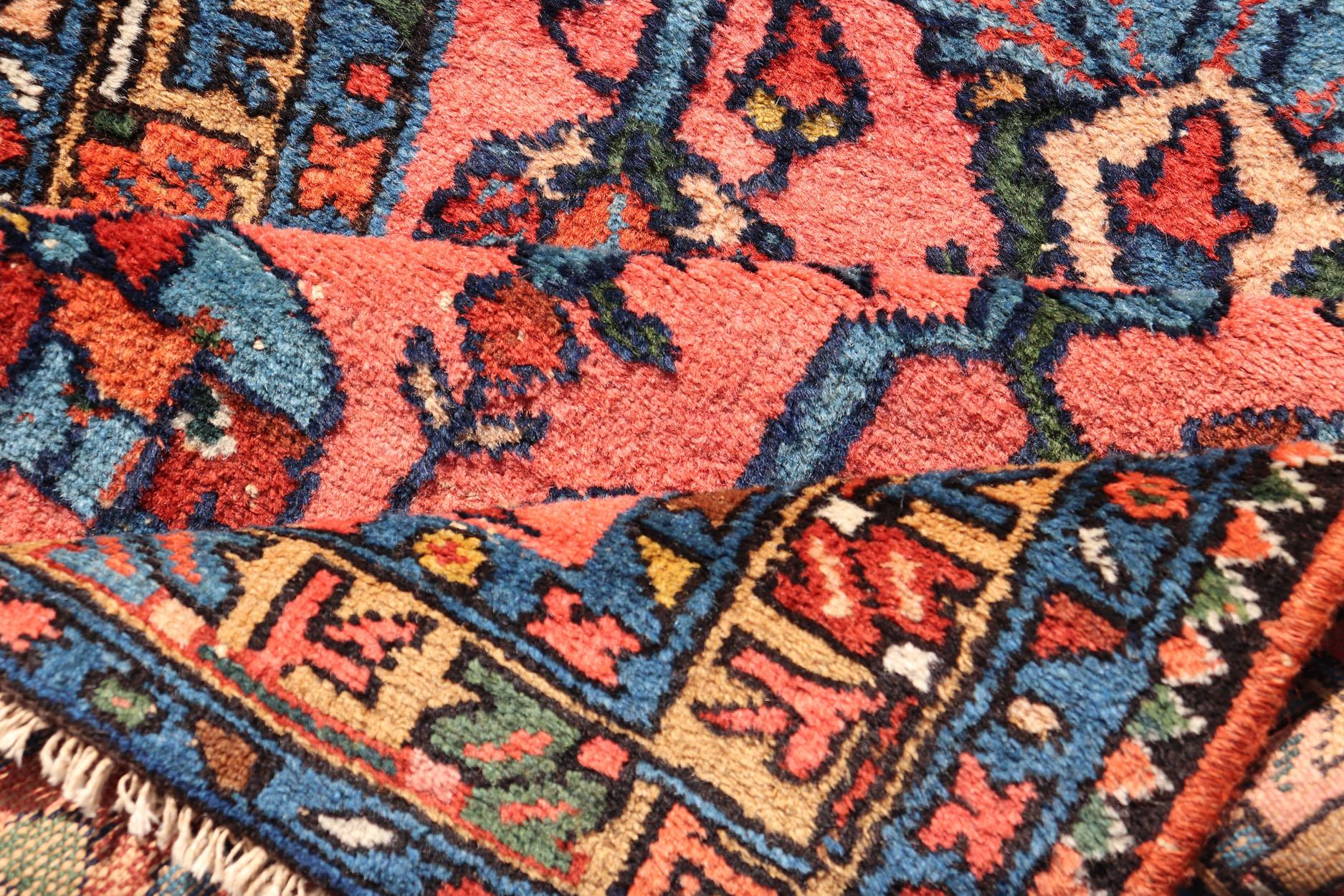 Antique Persian Lilihan Rug in All-Over Design in Jewel Tones and Pink Field For Sale 2