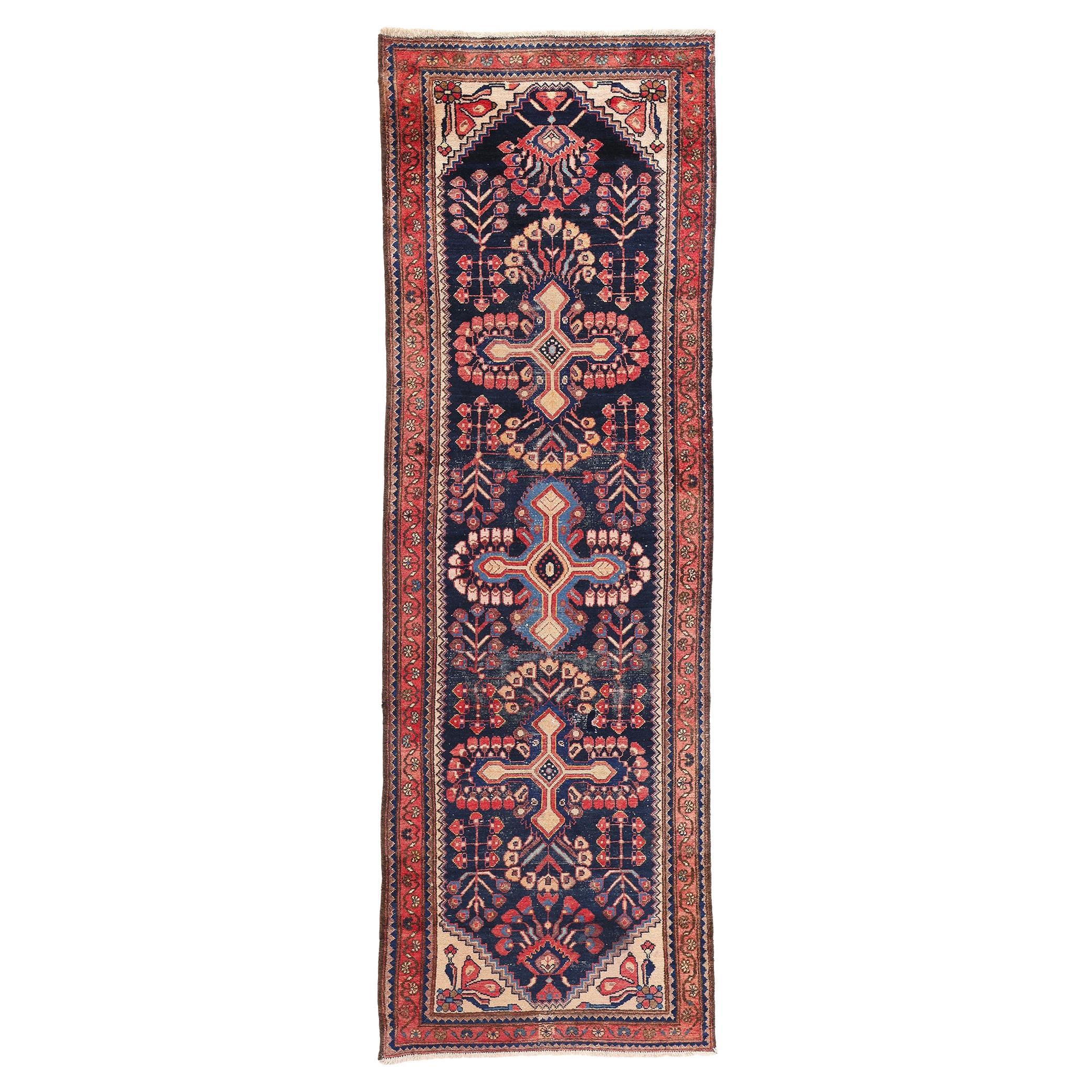 Antique Persian Lilihan Rug Runner, 03'06 x 10'08
