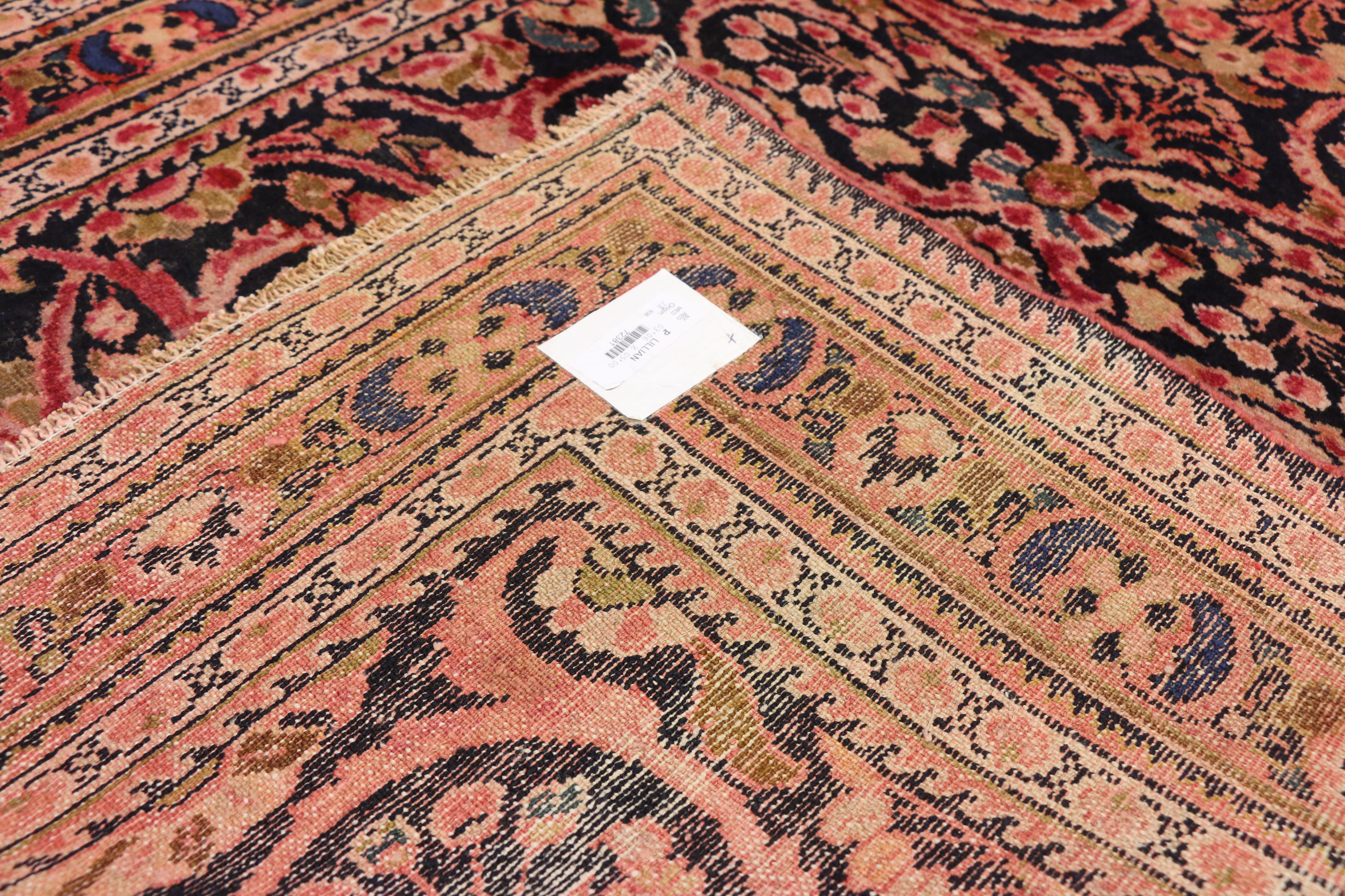 Antique Persian Lilihan Rug with Baroque Renaissance Style, Pink Persian Rug In Good Condition In Dallas, TX