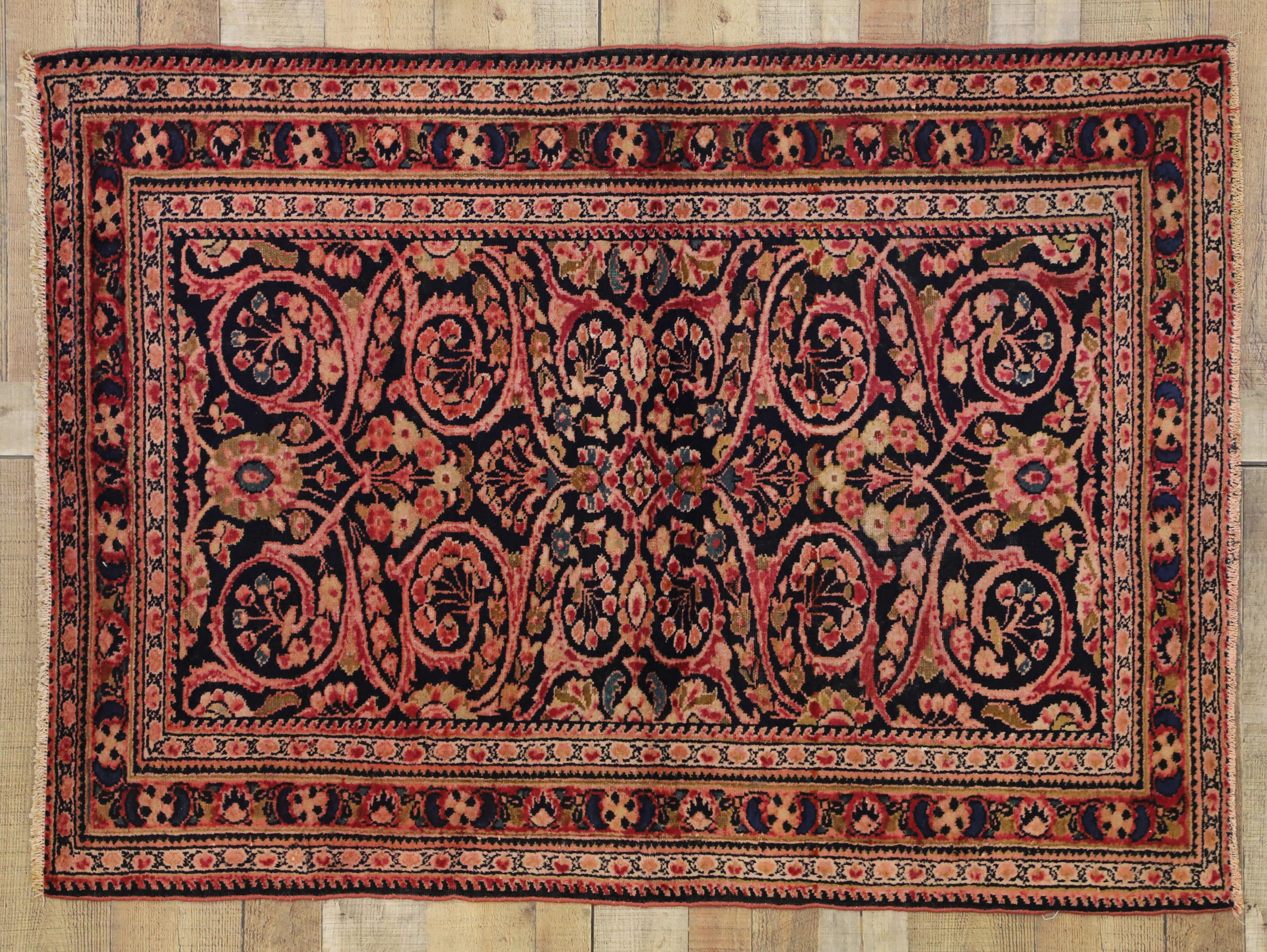 Antique Persian Lilihan Rug with Baroque Renaissance Style, Pink Persian Rug 1