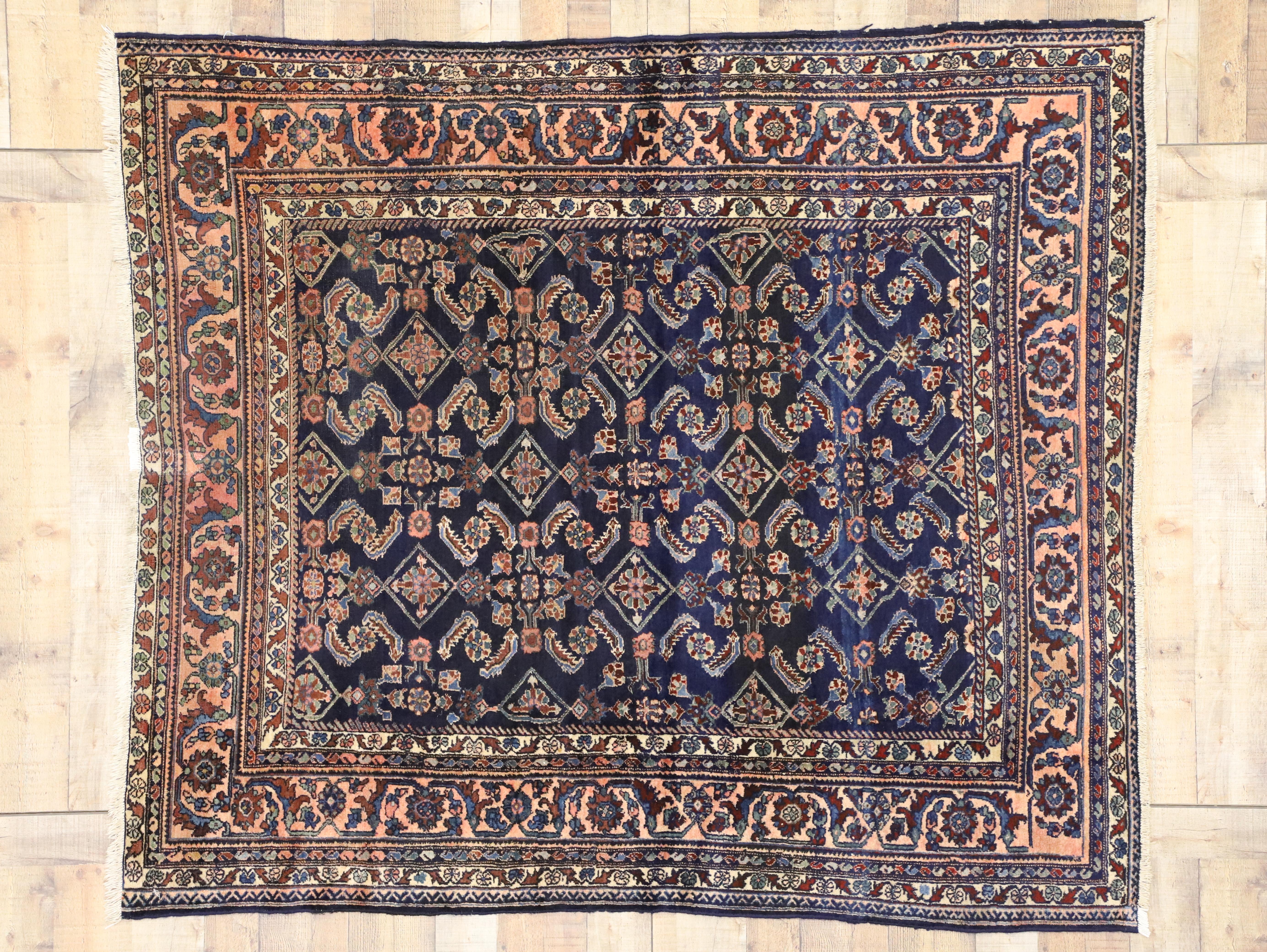 Wool Antique Persian Lilihan Rug with Traditional Modern Style