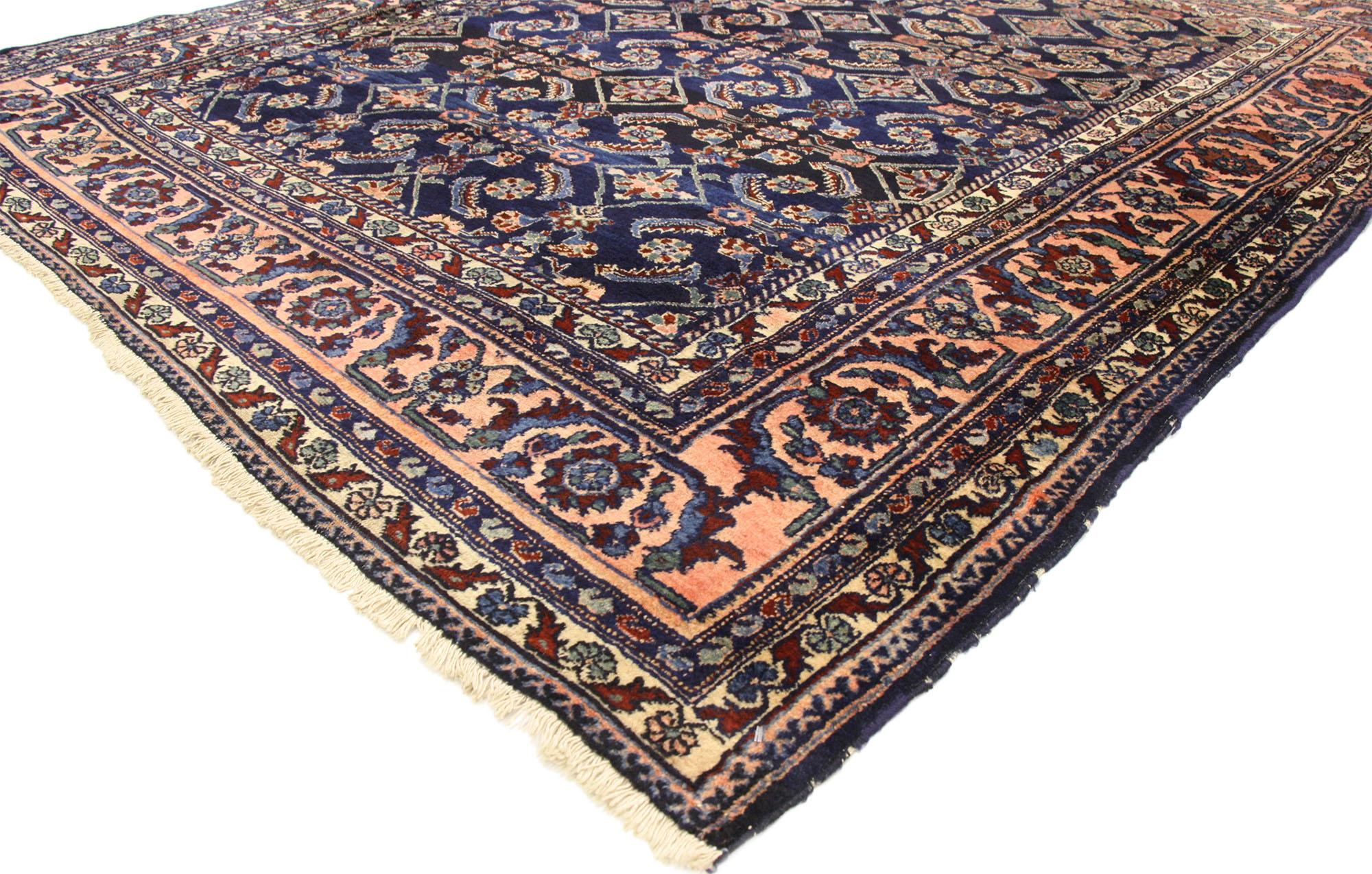 71894 Antique Persian Lilihan Rug with Traditional Modern Style 05'06 x 06'04. With ornate details, well-balanced symmetry and refined colors, this hand-knotted wool antique Persian Lilihan rug astounds with its beauty. Highlighting an all-over