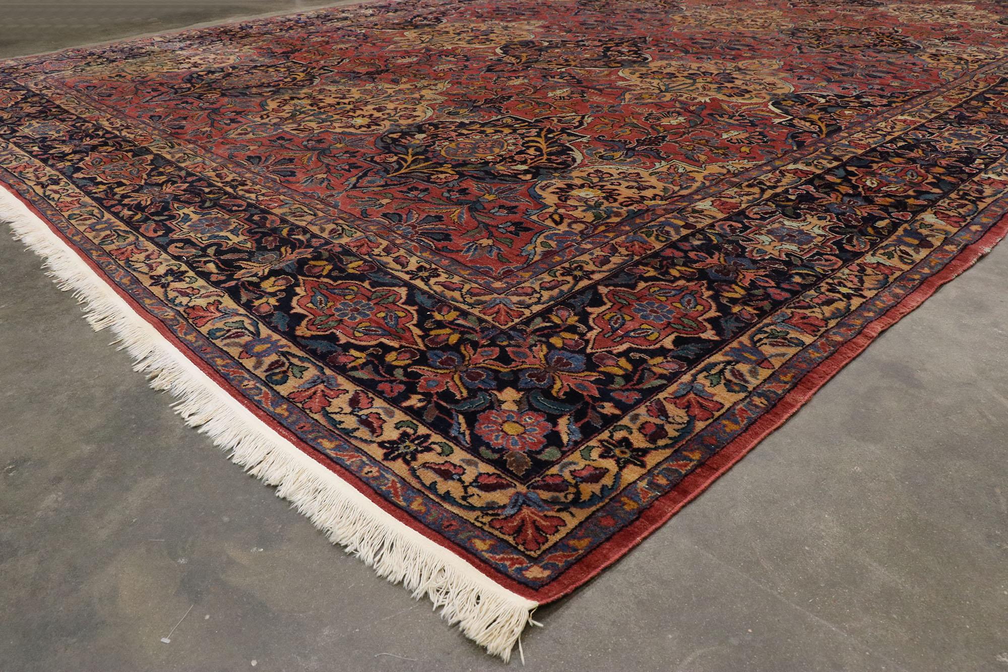 Antique Persian Lilihan Rug with Victorian Renaissance Style In Good Condition For Sale In Dallas, TX